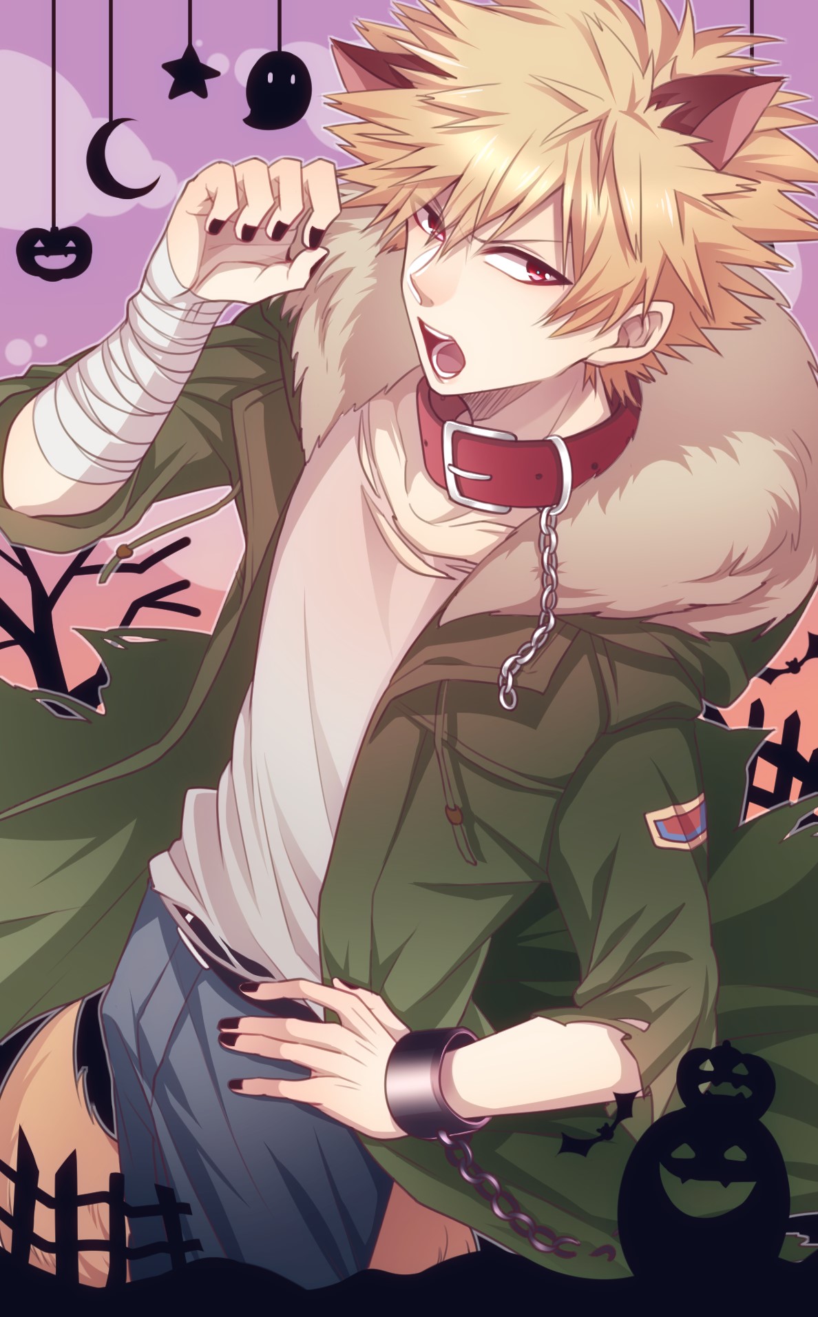 Katsuki Bakugou from Boku no Hero Academia as a cat boy HD Phone Wallpaper