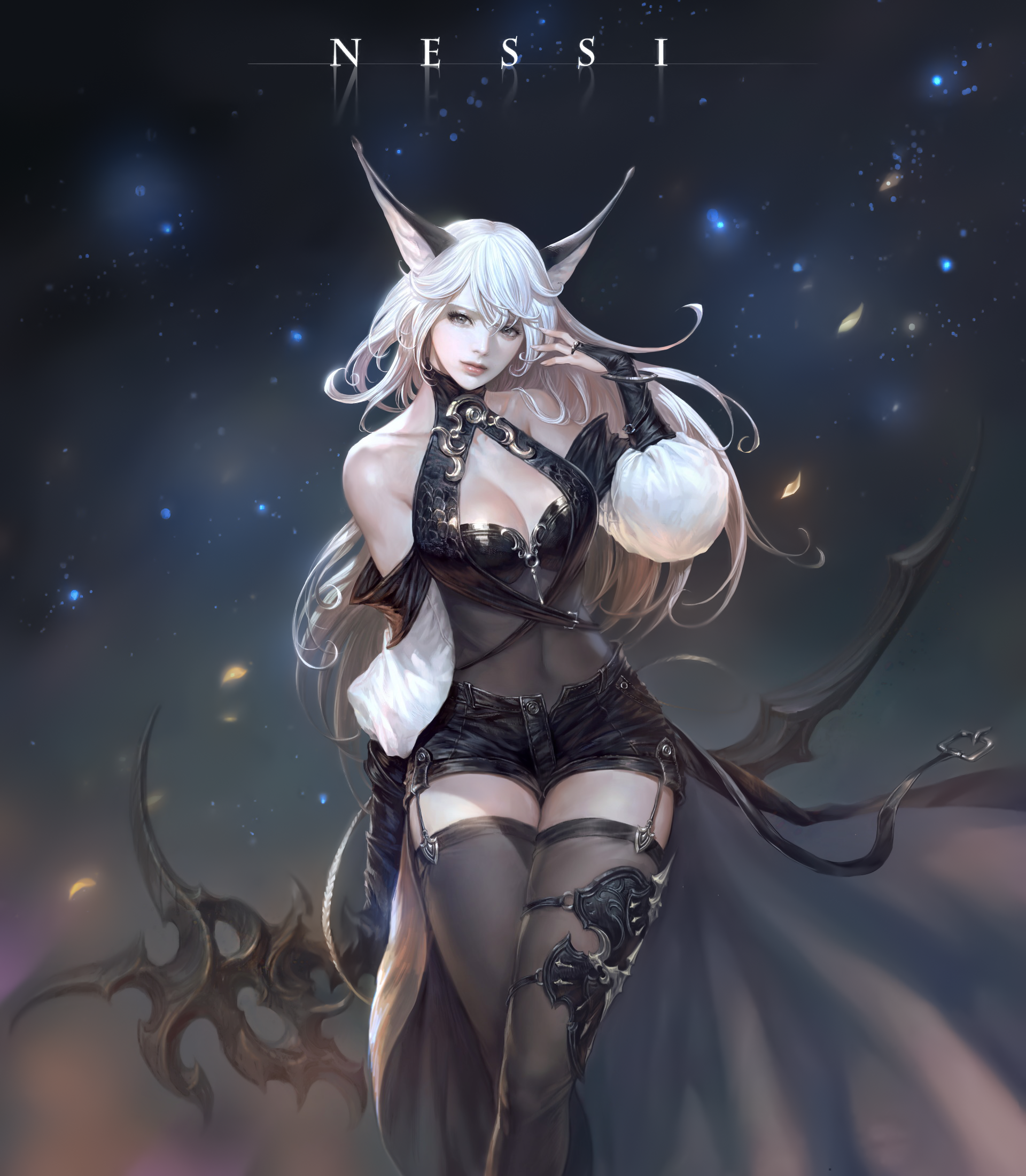 Nessi with animal ears and weapon HD Phone Wallpaper