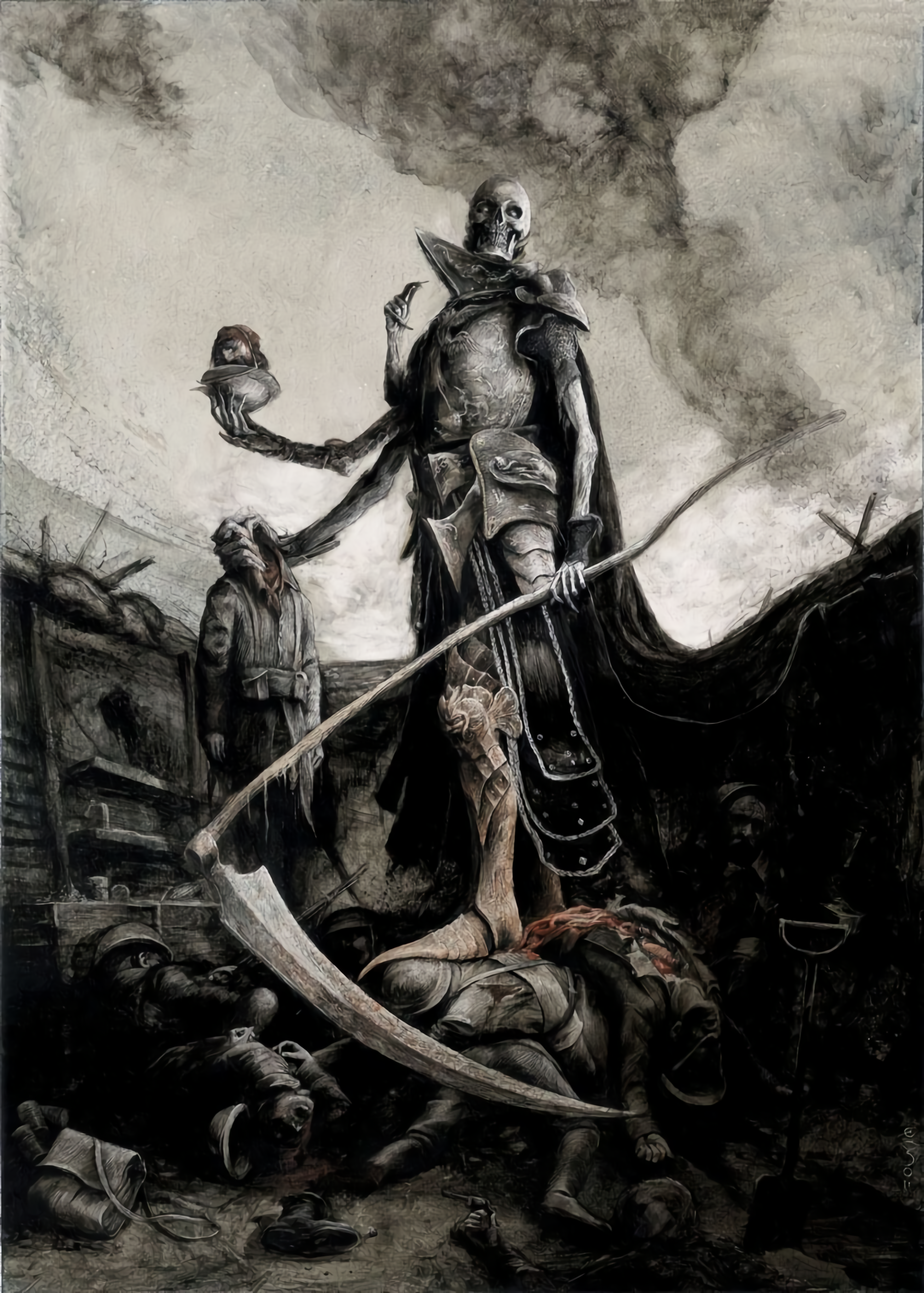 Death in a Trench with a Scythe HD Phone Wallpaper