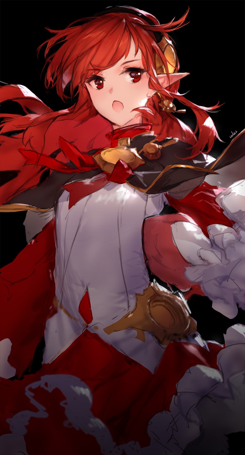 Anime girl with red hair and red eyes HD Phone Wallpaper