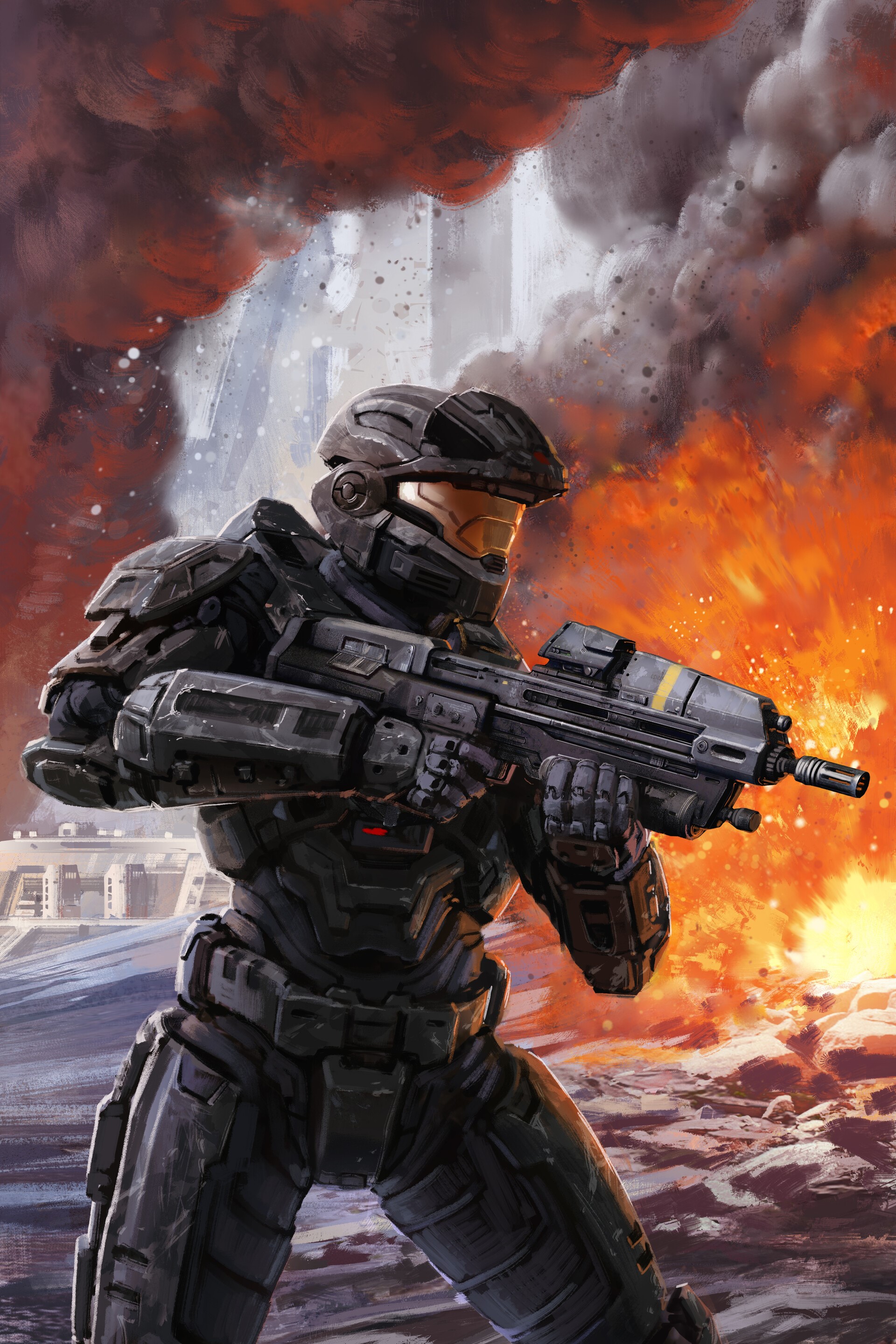 Master Chief from Halo in a battle HD Phone Wallpaper