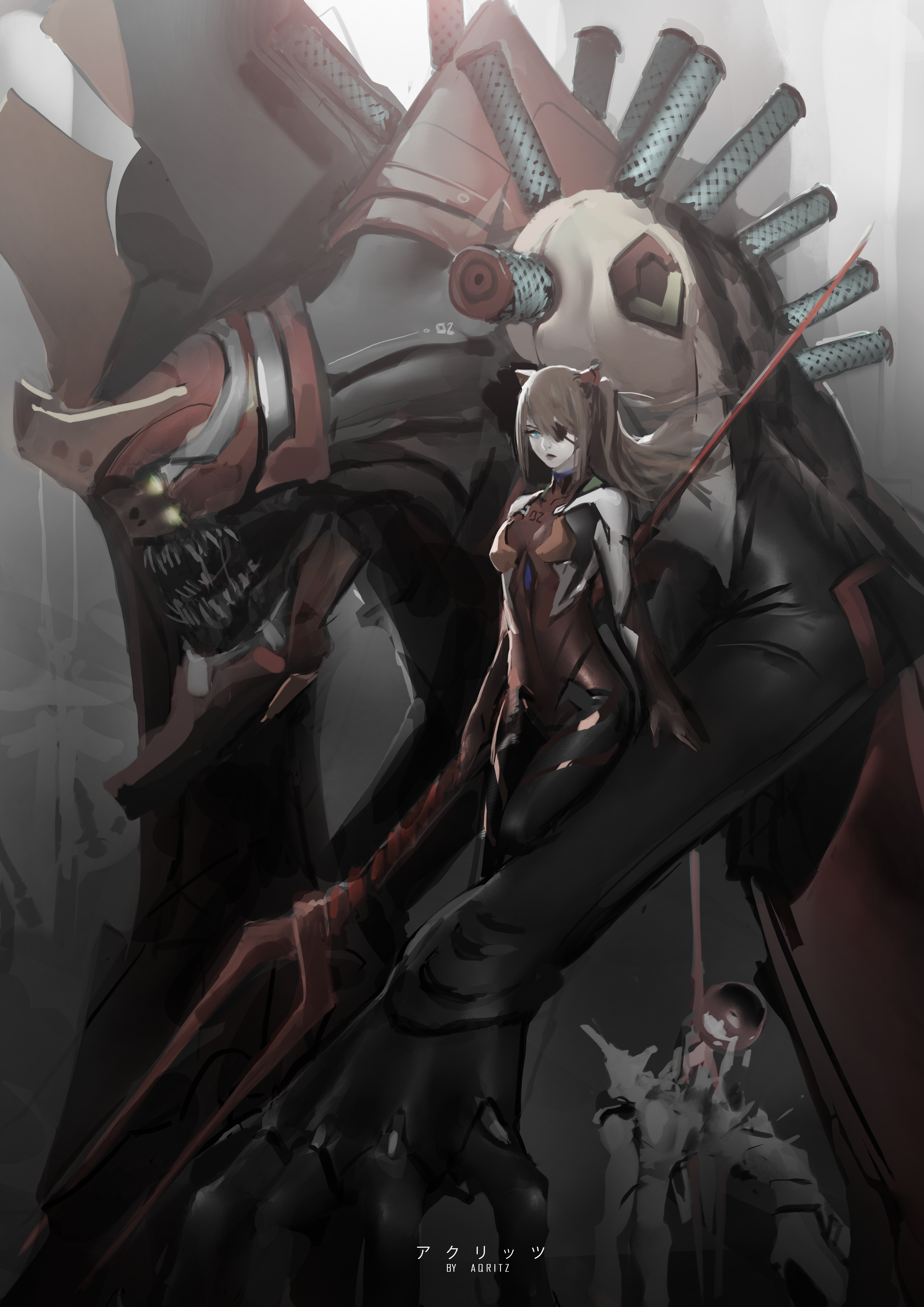 Asuka Langley Soryu and EVA Unit 02 from Neon Genesis Evangelion HD Phone Wallpaper