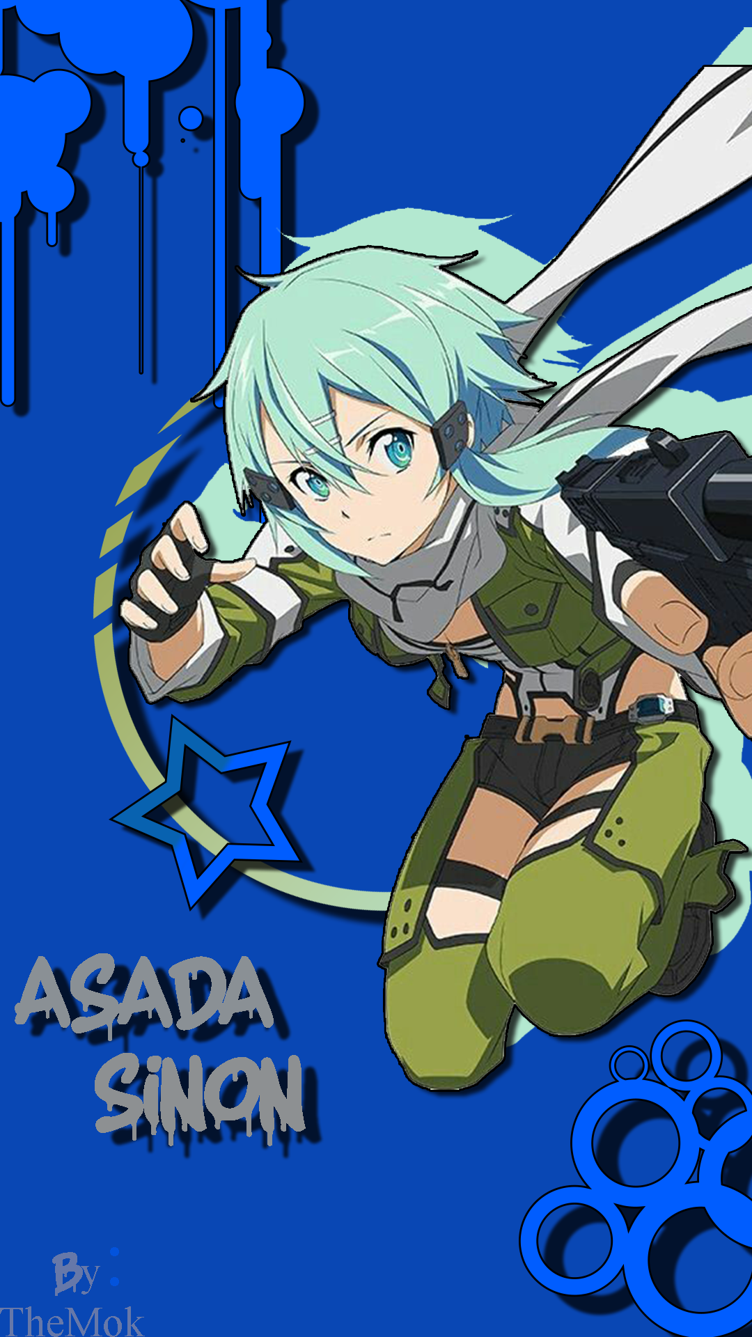 Asada Shino from Sword Art Online with a gun HD Phone Wallpaper