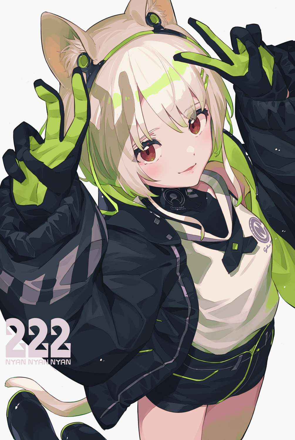 Narumi Arata cat girl with neon accents HD Phone Wallpaper