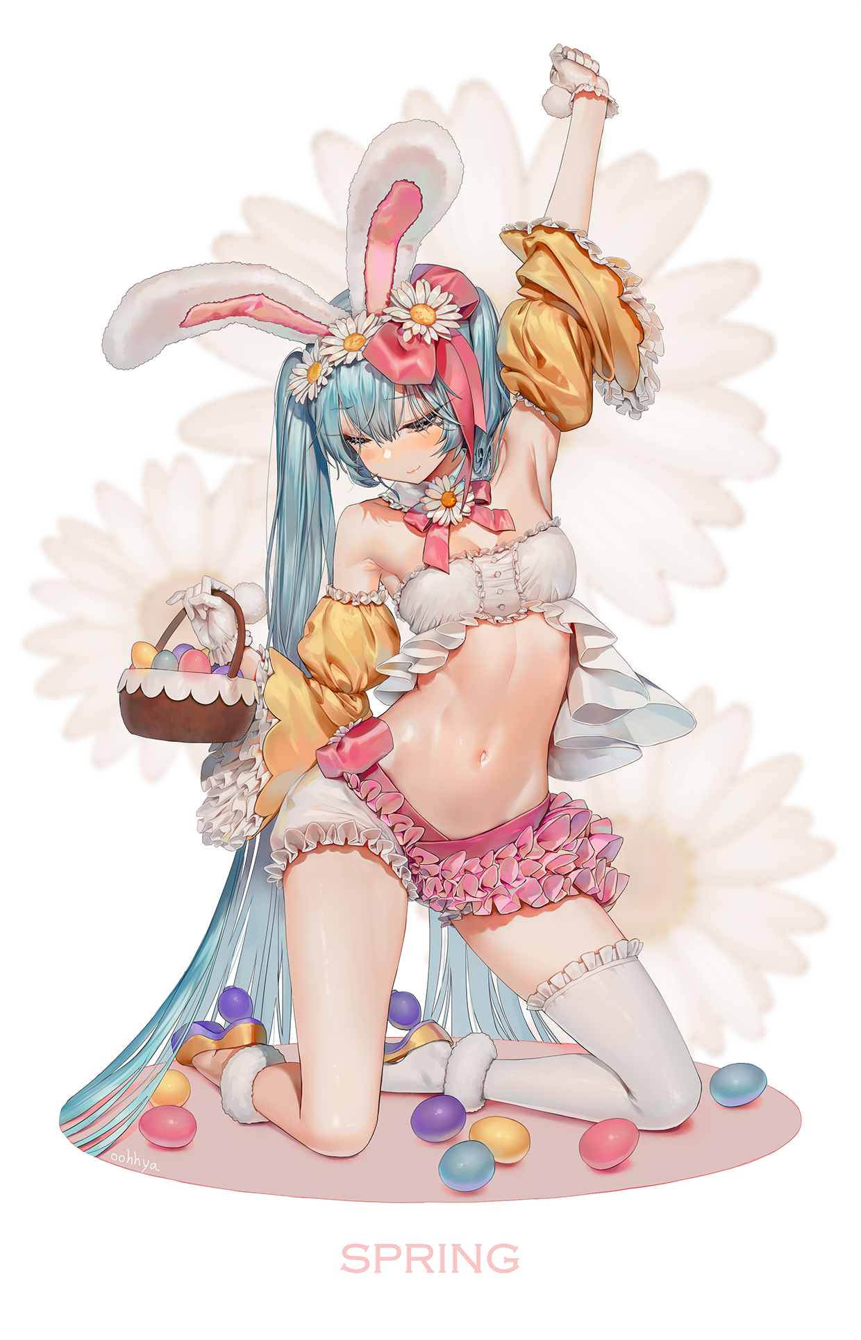 Hatsune Miku as Easter Bunny with Easter Eggs HD Phone Wallpaper