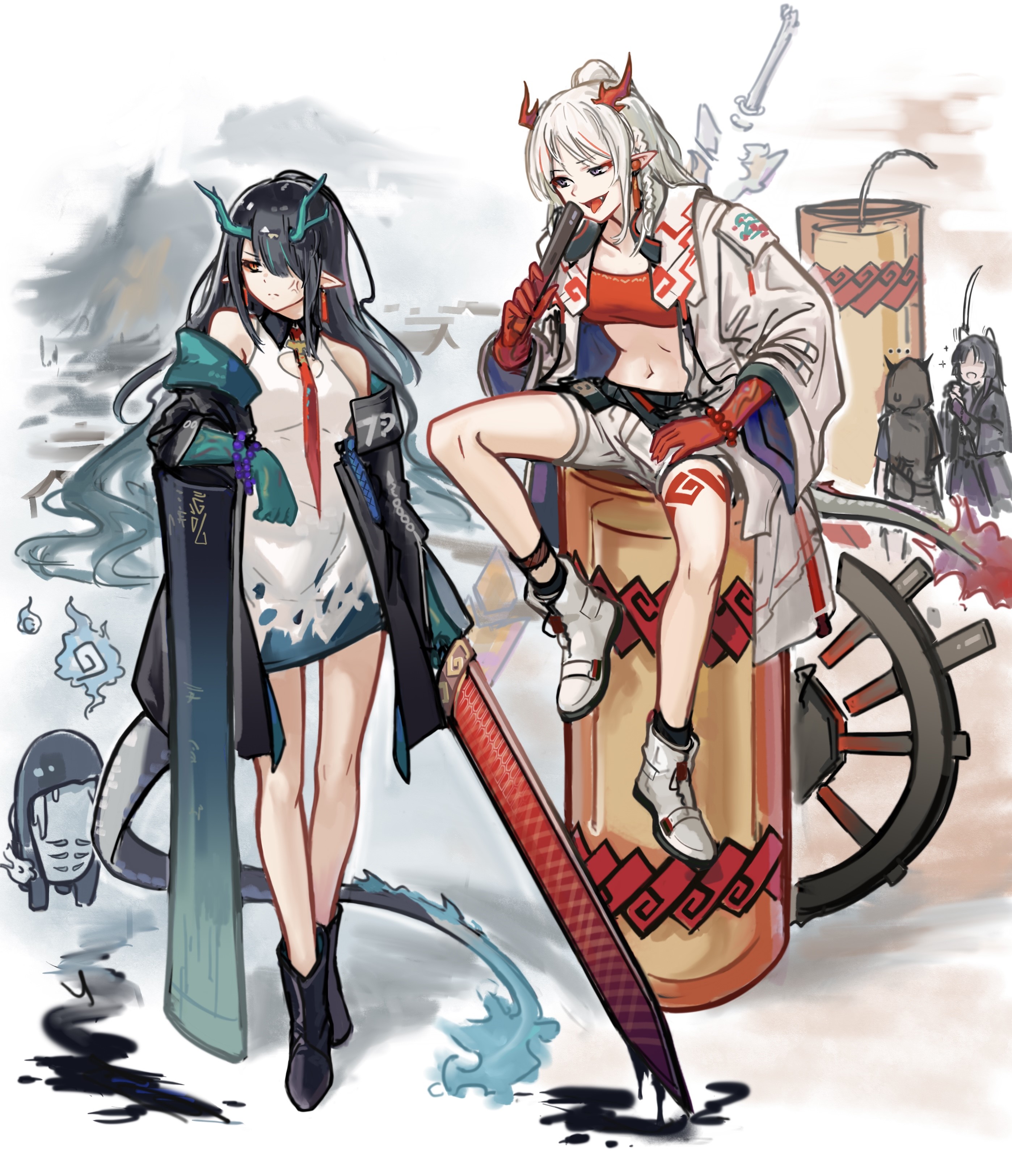 Nian and Dusk from Arknights HD Phone Wallpaper