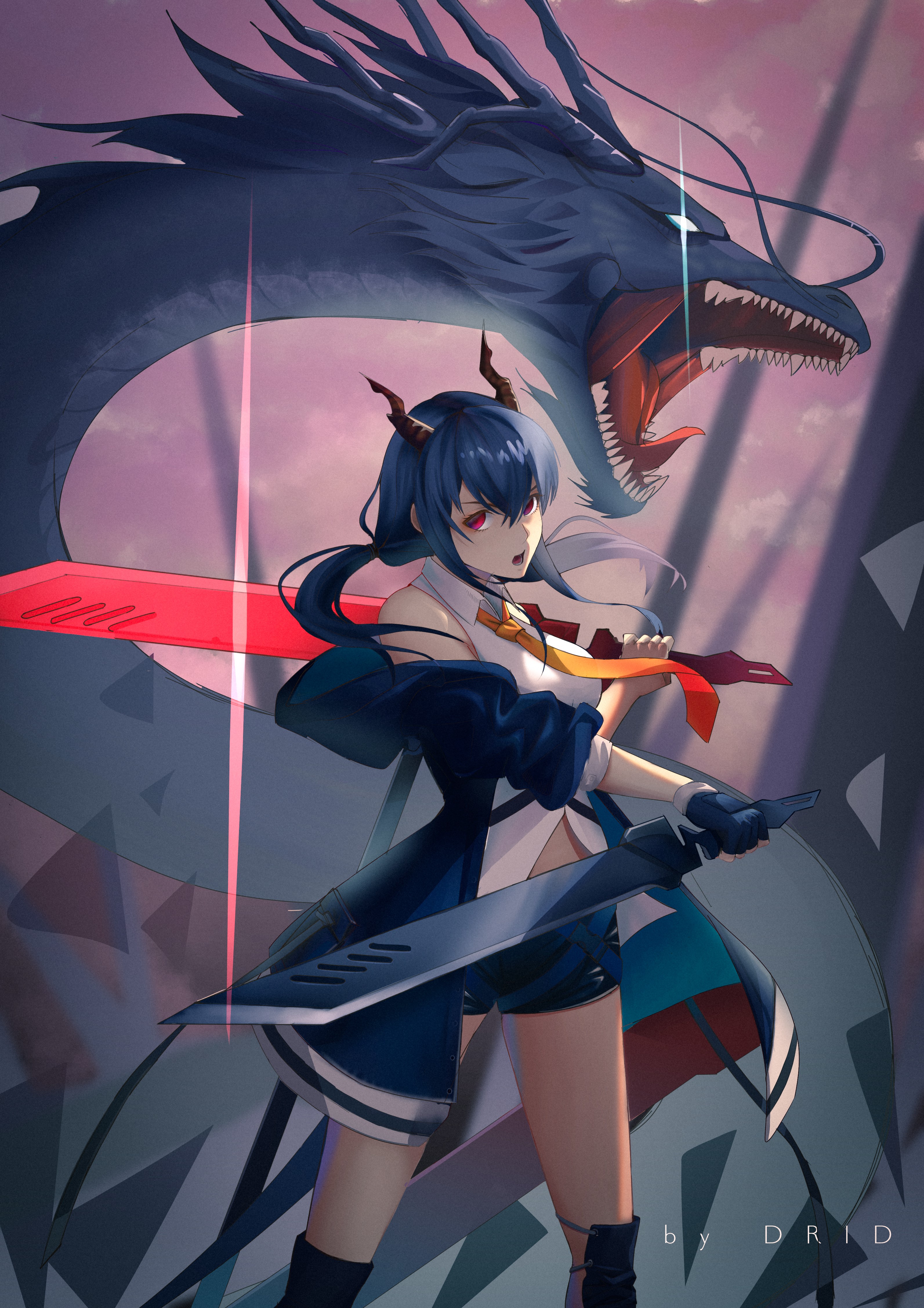 Chen from Arknights with a Dragon HD Phone Wallpaper