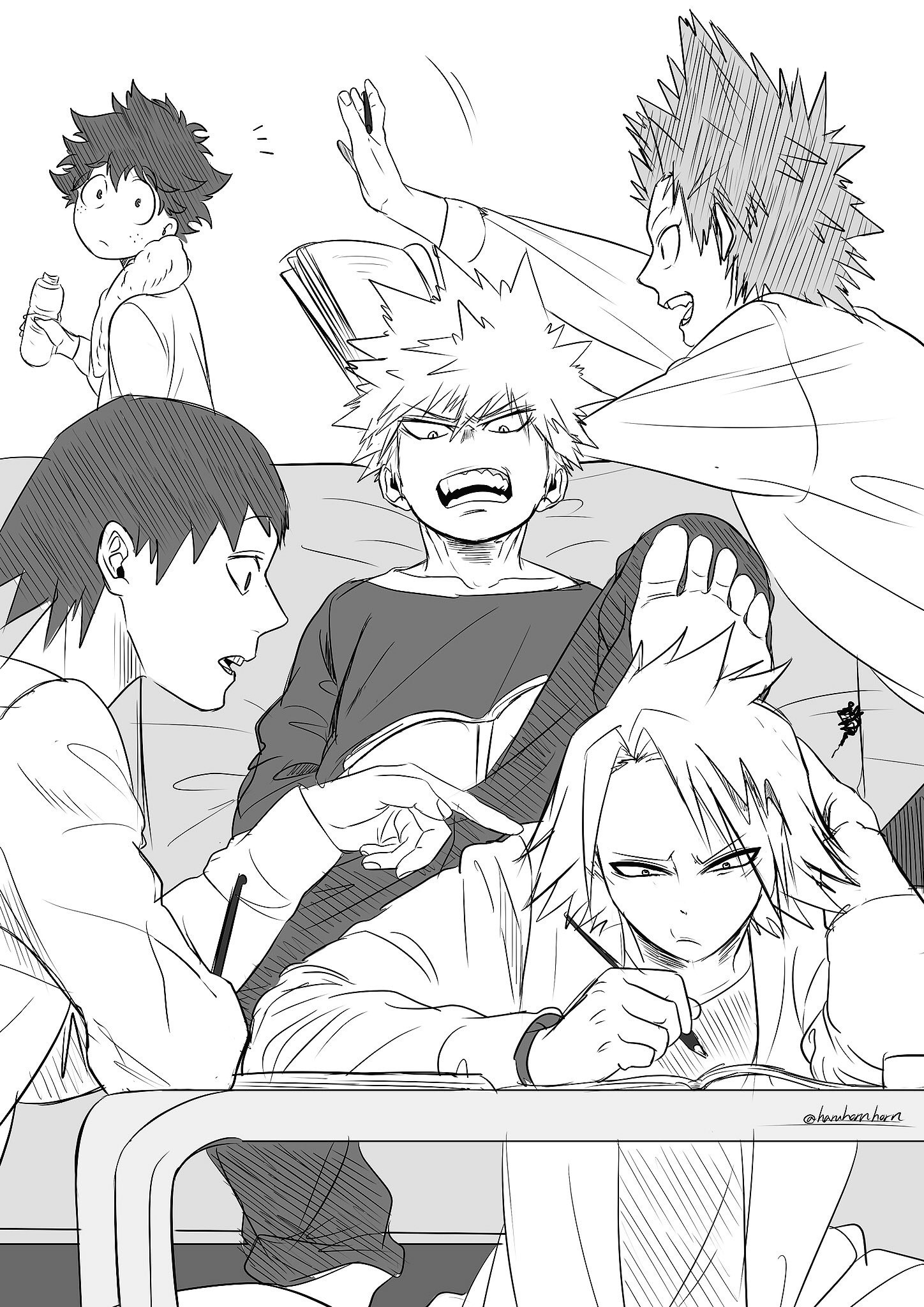 Anime boys from Boku no Hero Academia studying HD Phone Wallpaper