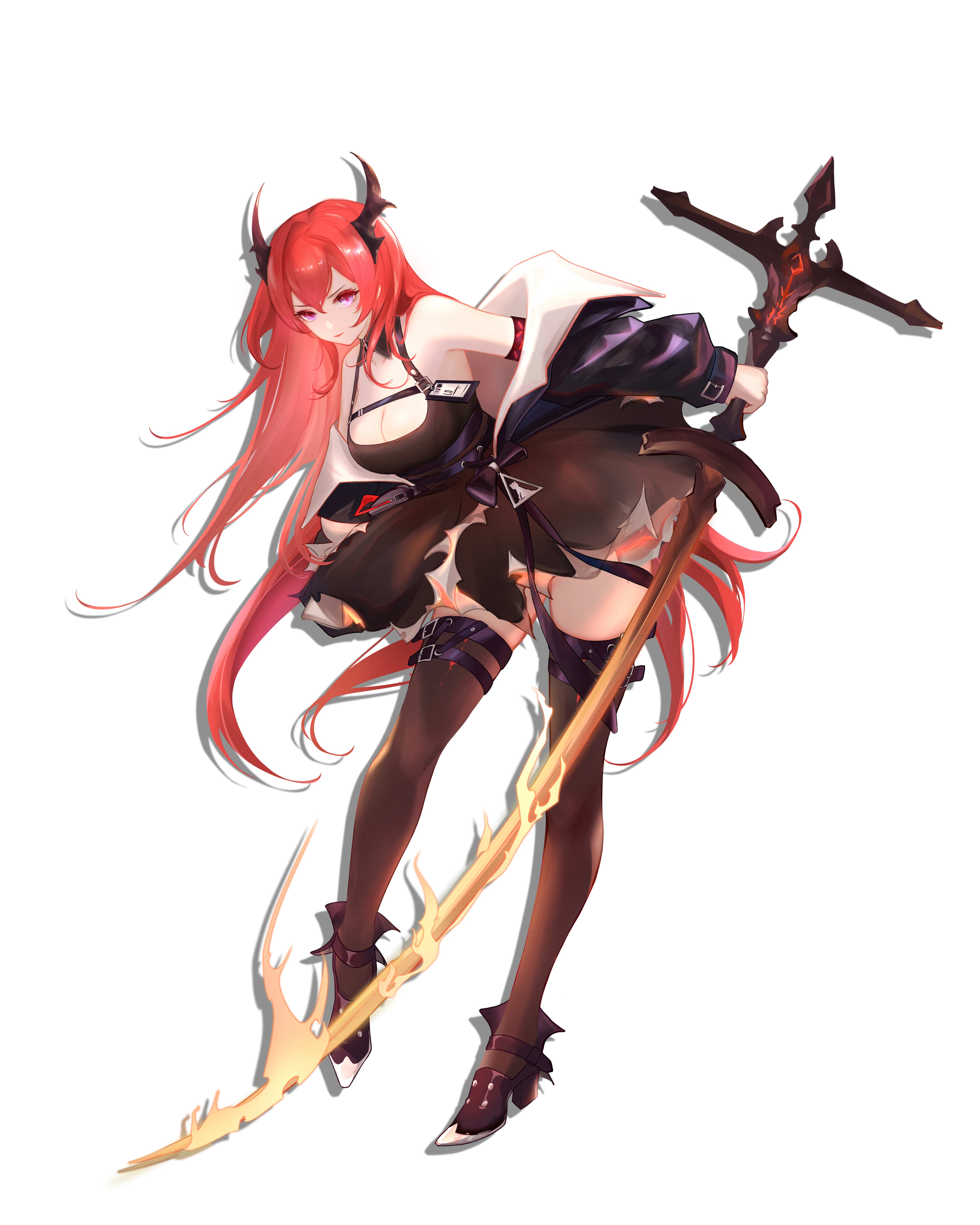 Surtr from Arknights holding a weapon HD Phone Wallpaper