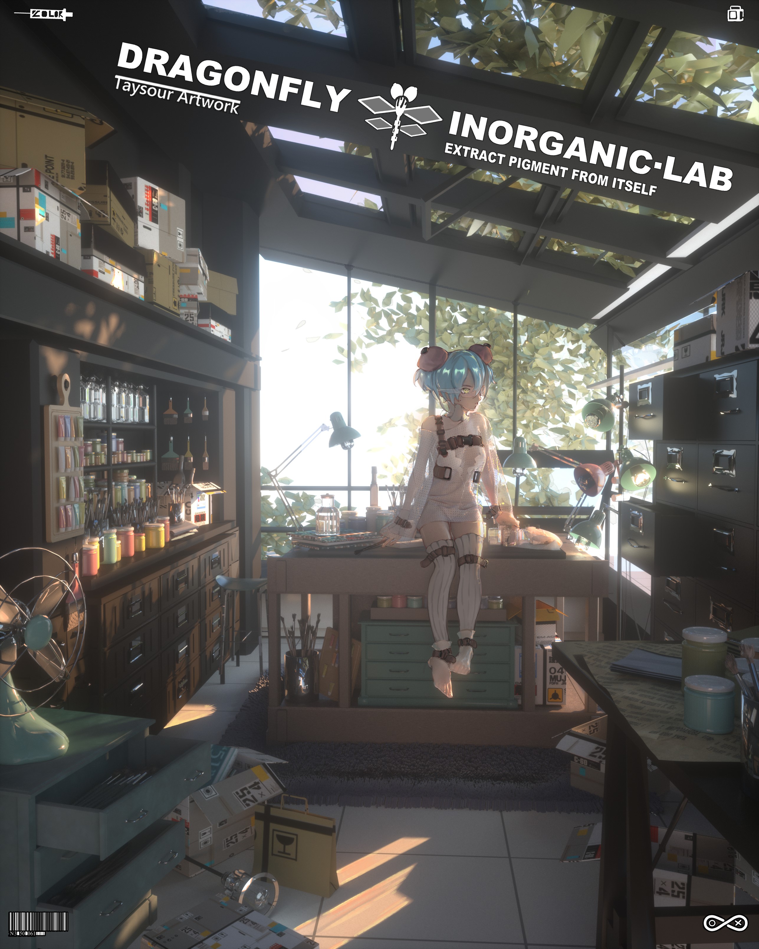Anime Girl in Laboratory HD Phone Wallpaper