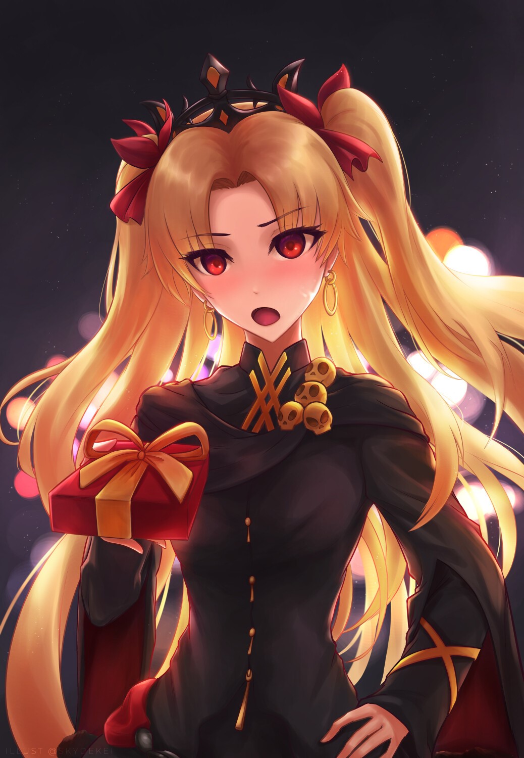 Ereshkigal from Fate/Grand Order holding a gift HD Phone Wallpaper