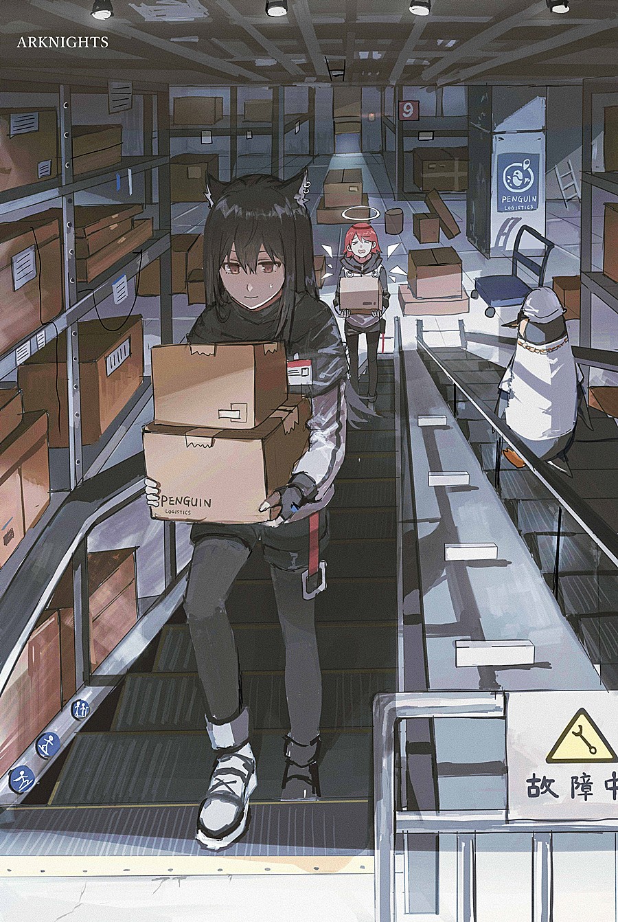 Texas and Exusiai from Arknights in a warehouse HD Phone Wallpaper