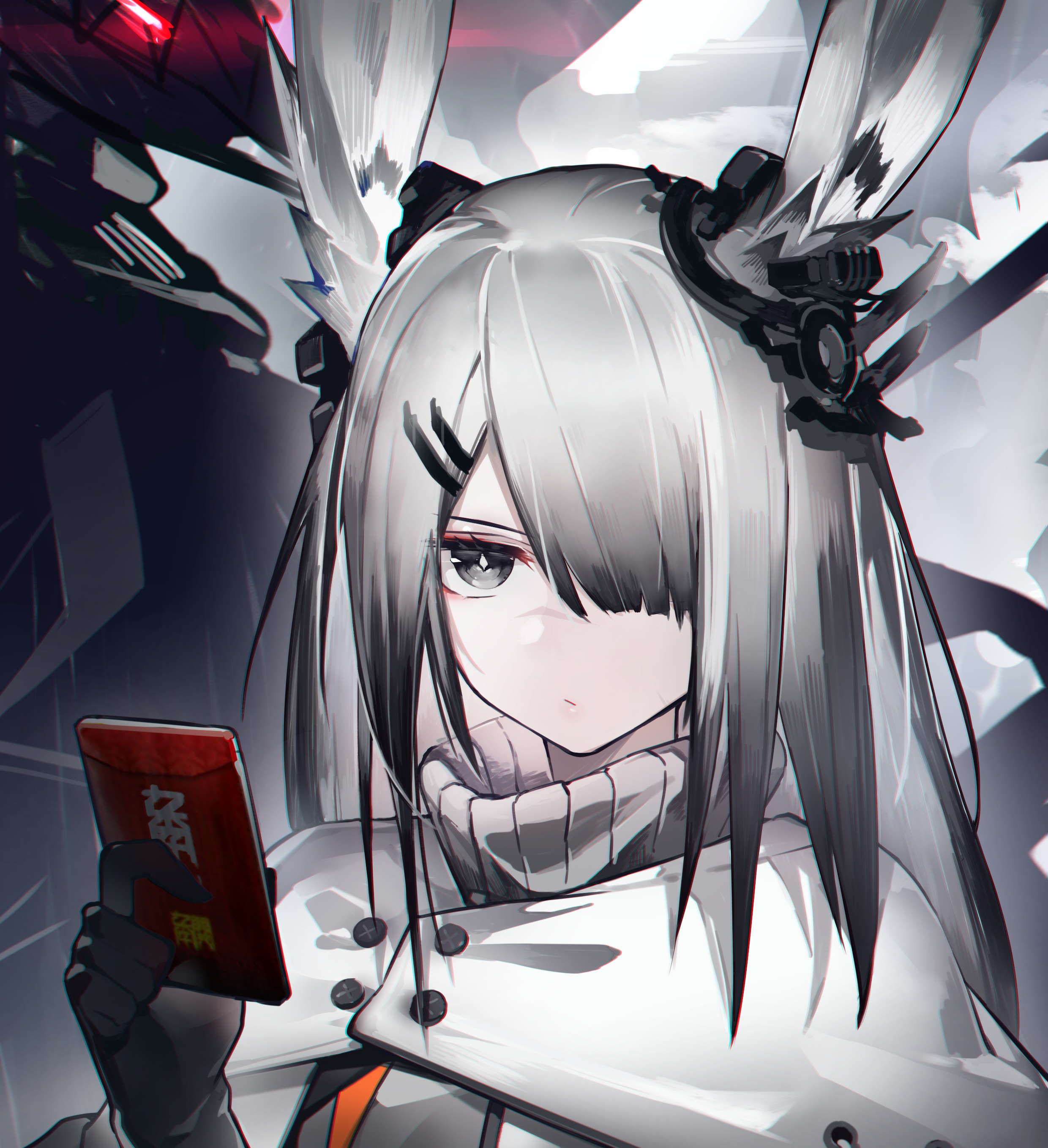 Frostnova from Arknights holding a red envelope HD Phone Wallpaper