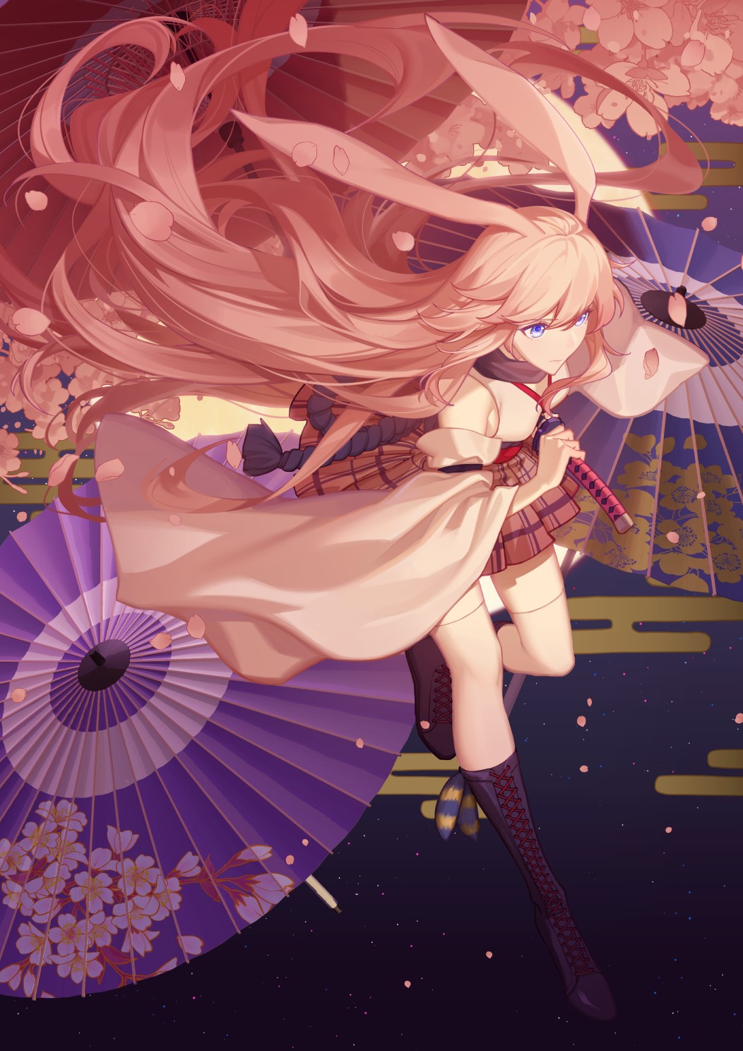 Yae Sakura from Honkai Impact 3rd with umbrellas HD Phone Wallpaper