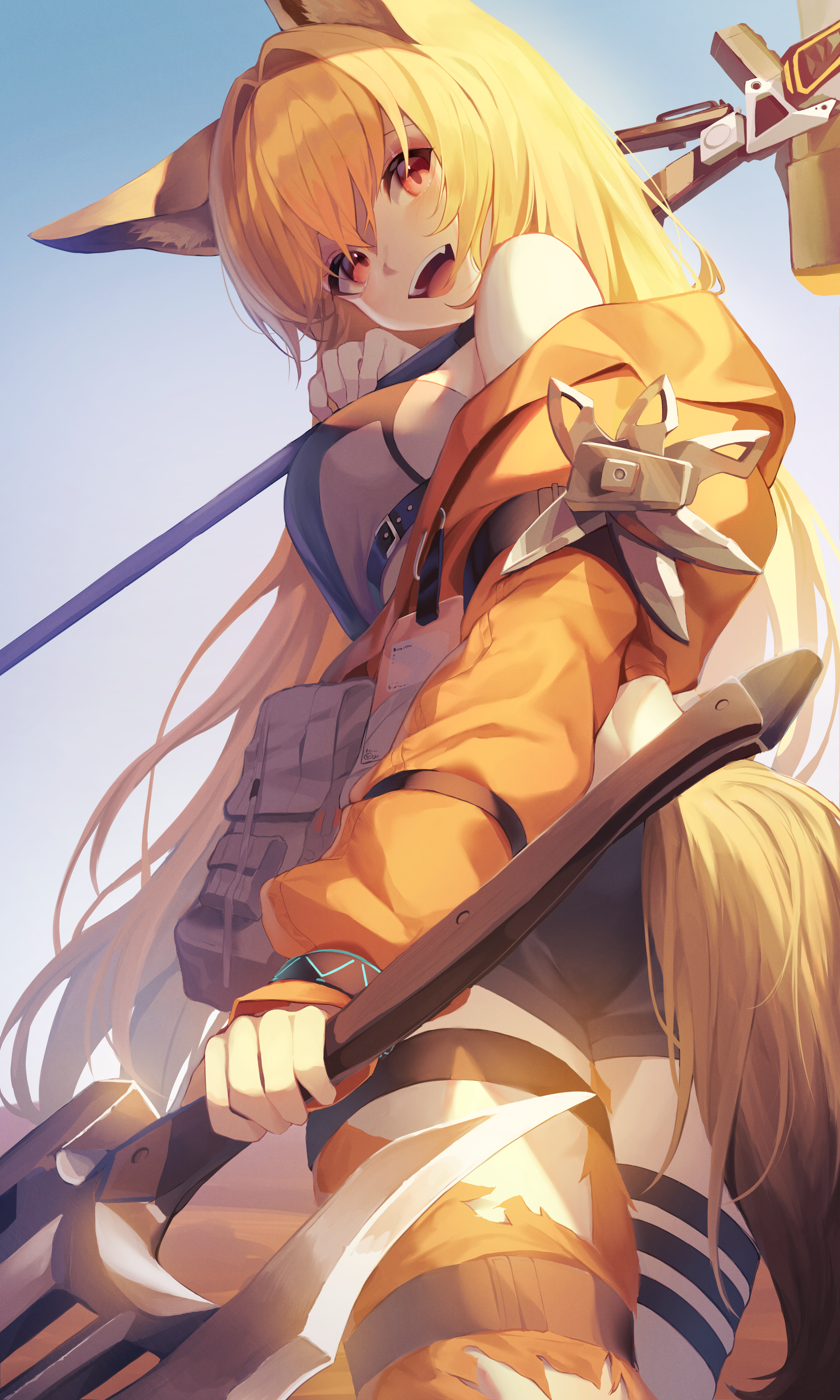 Ceobe from Arknights holding a weapon HD Phone Wallpaper