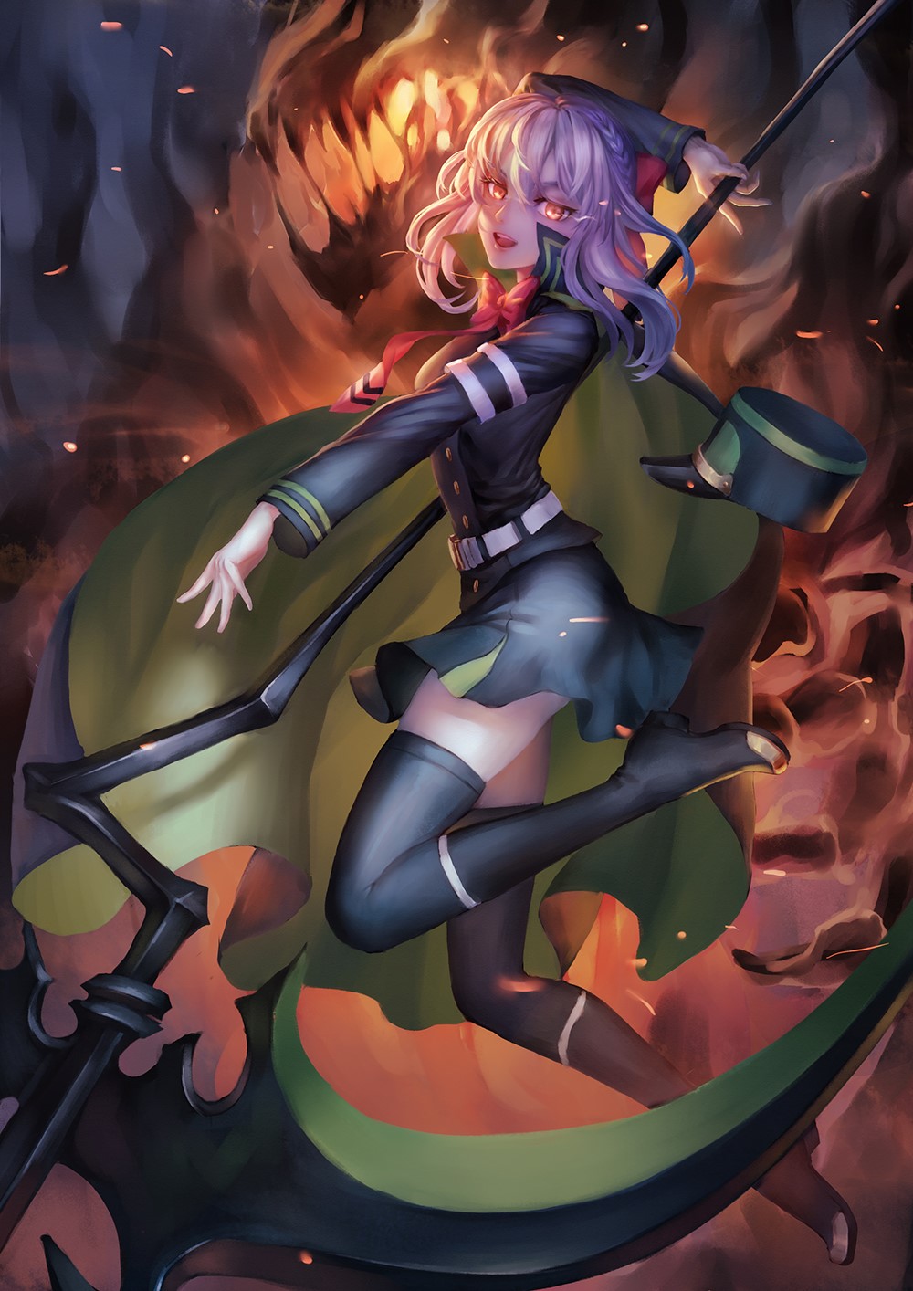 Shinoa Hīragi from Seraph of the End with a scythe HD Phone Wallpaper