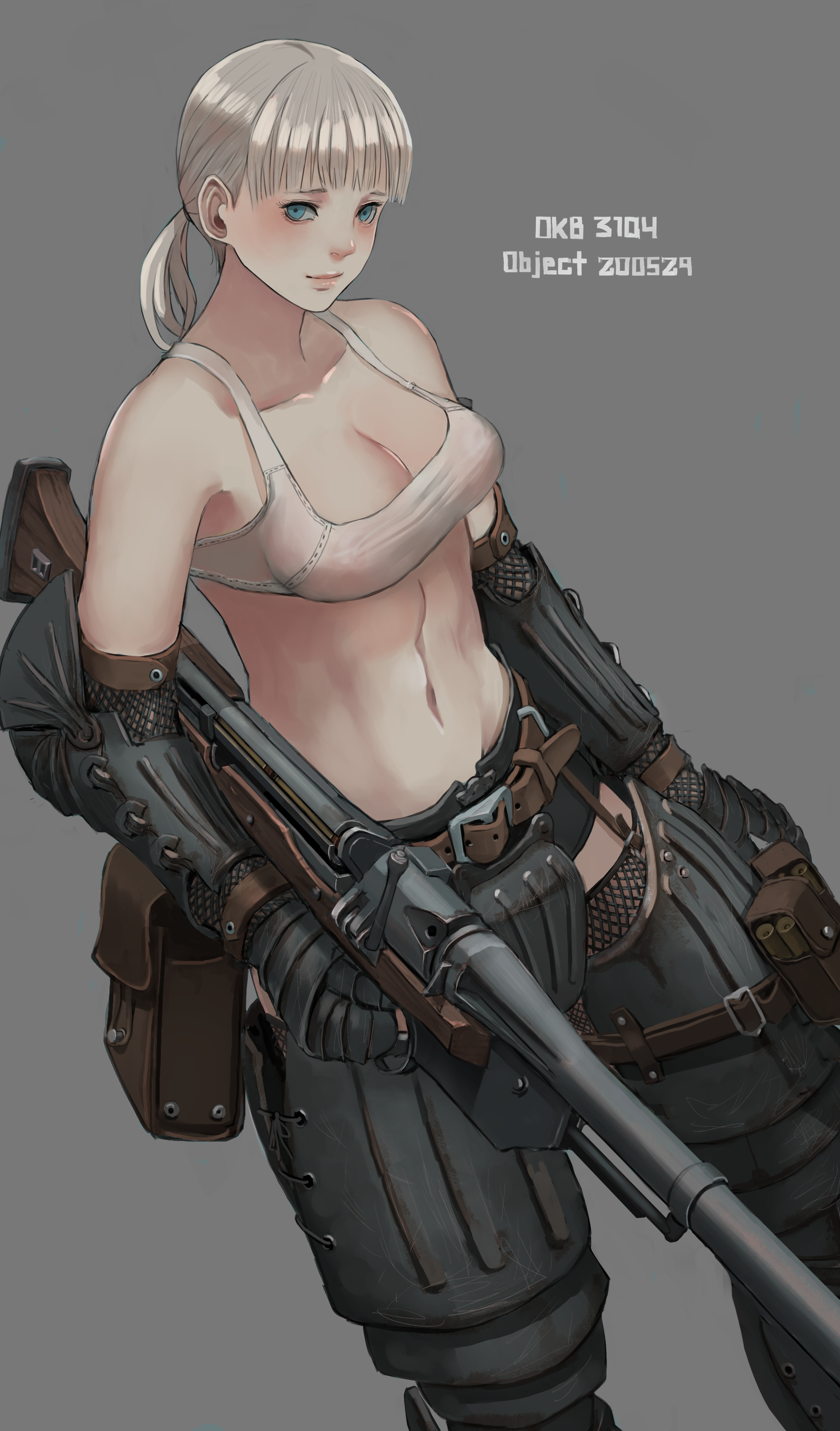 Girl with rifle, science fiction, cyborg HD Phone Wallpaper