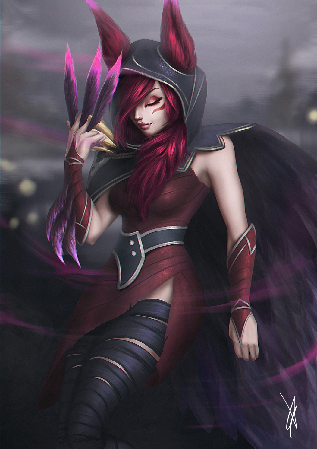 Xayah from League of Legends fan art HD Phone Wallpaper