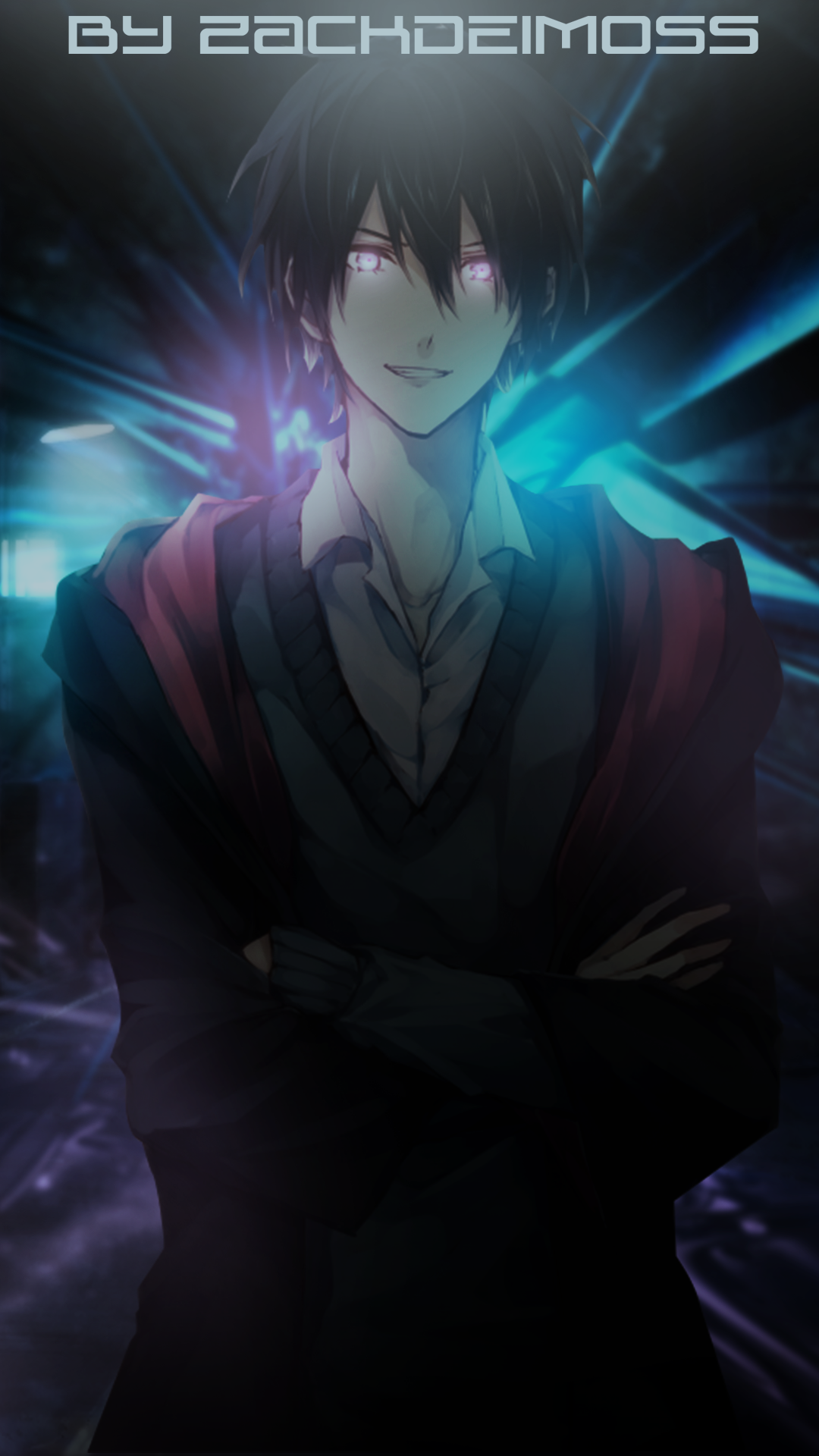 Anime boy with glowing eyes by Zackdeimos HD Phone Wallpaper