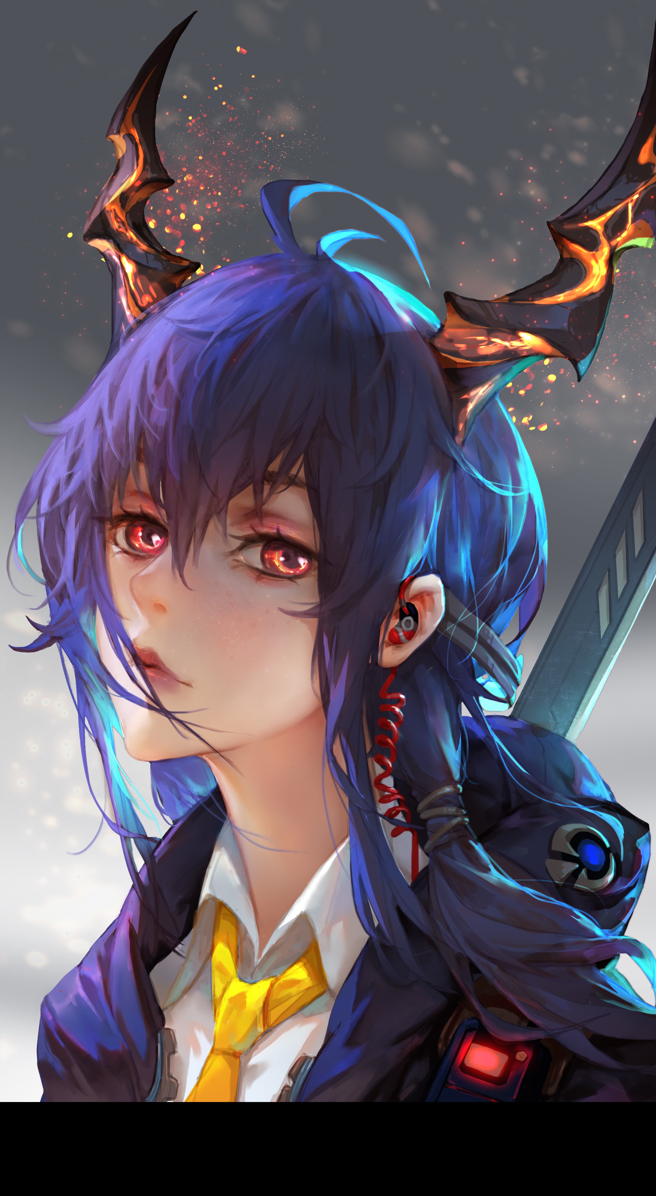 Chen from Arknights with horns HD Phone Wallpaper