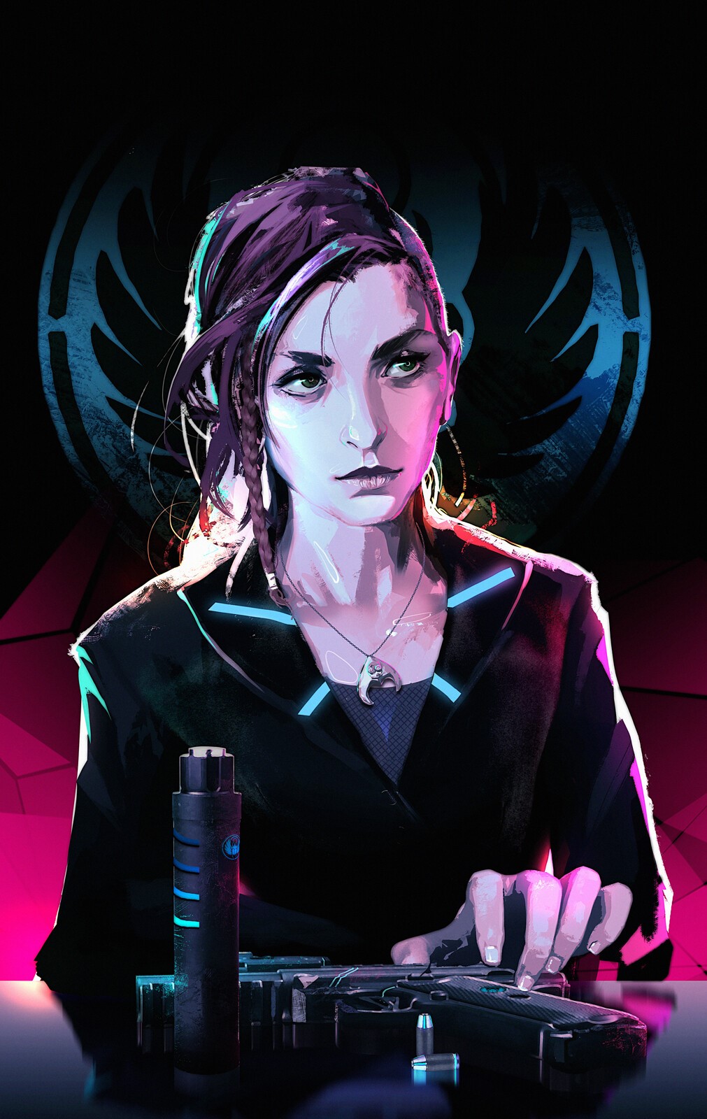 Woman with gun and suppressor HD Phone Wallpaper