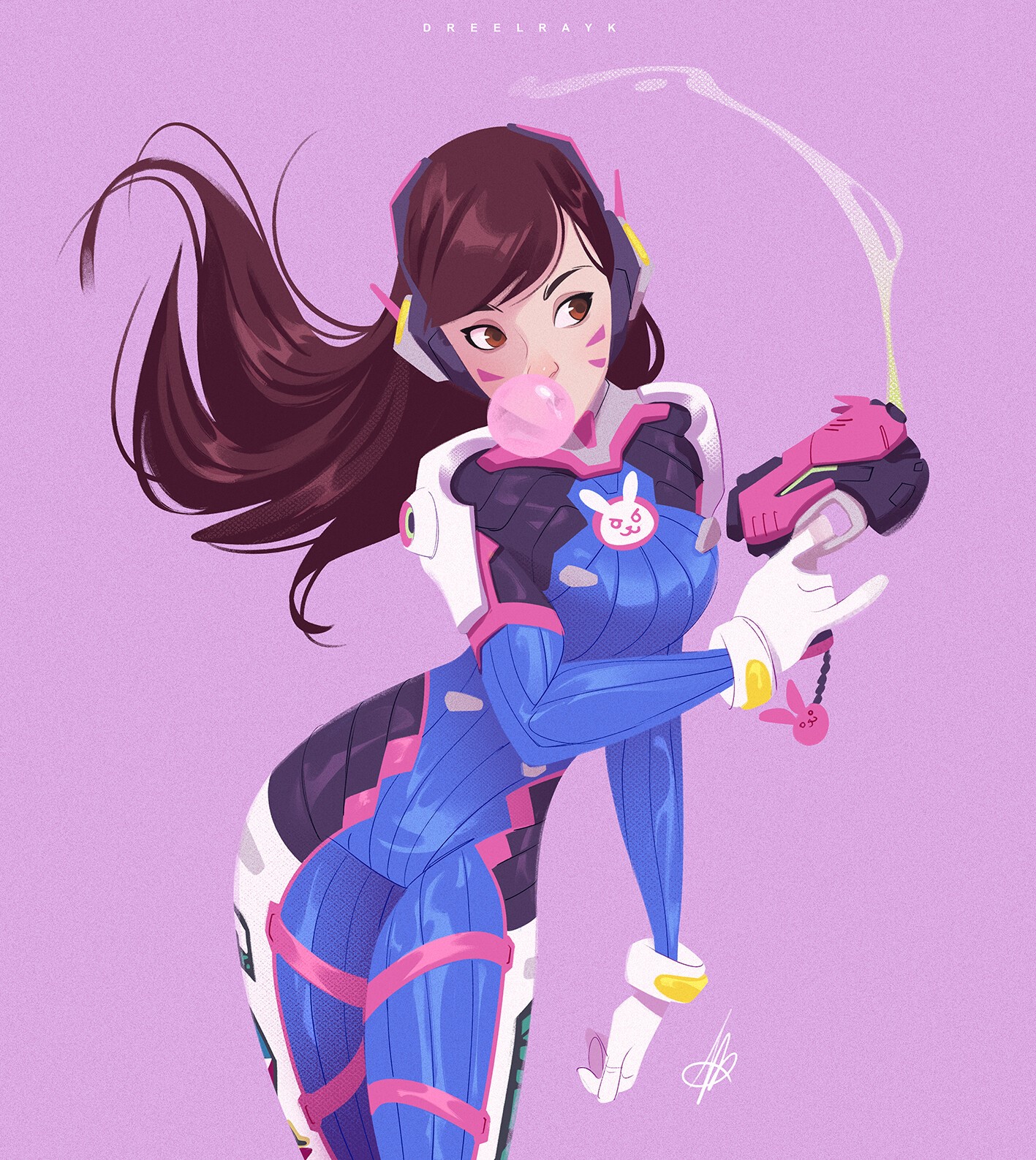 D.Va from Overwatch blowing bubblegum HD Phone Wallpaper