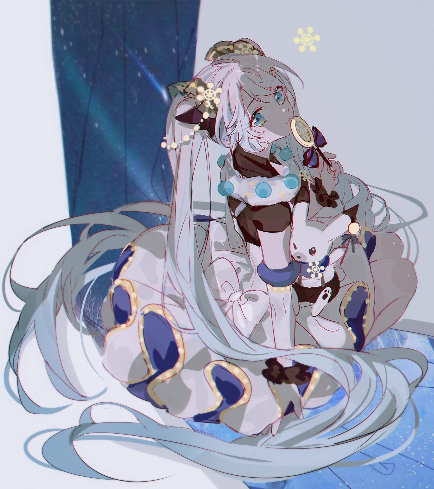Hatsune Miku with a plush toy HD Phone Wallpaper