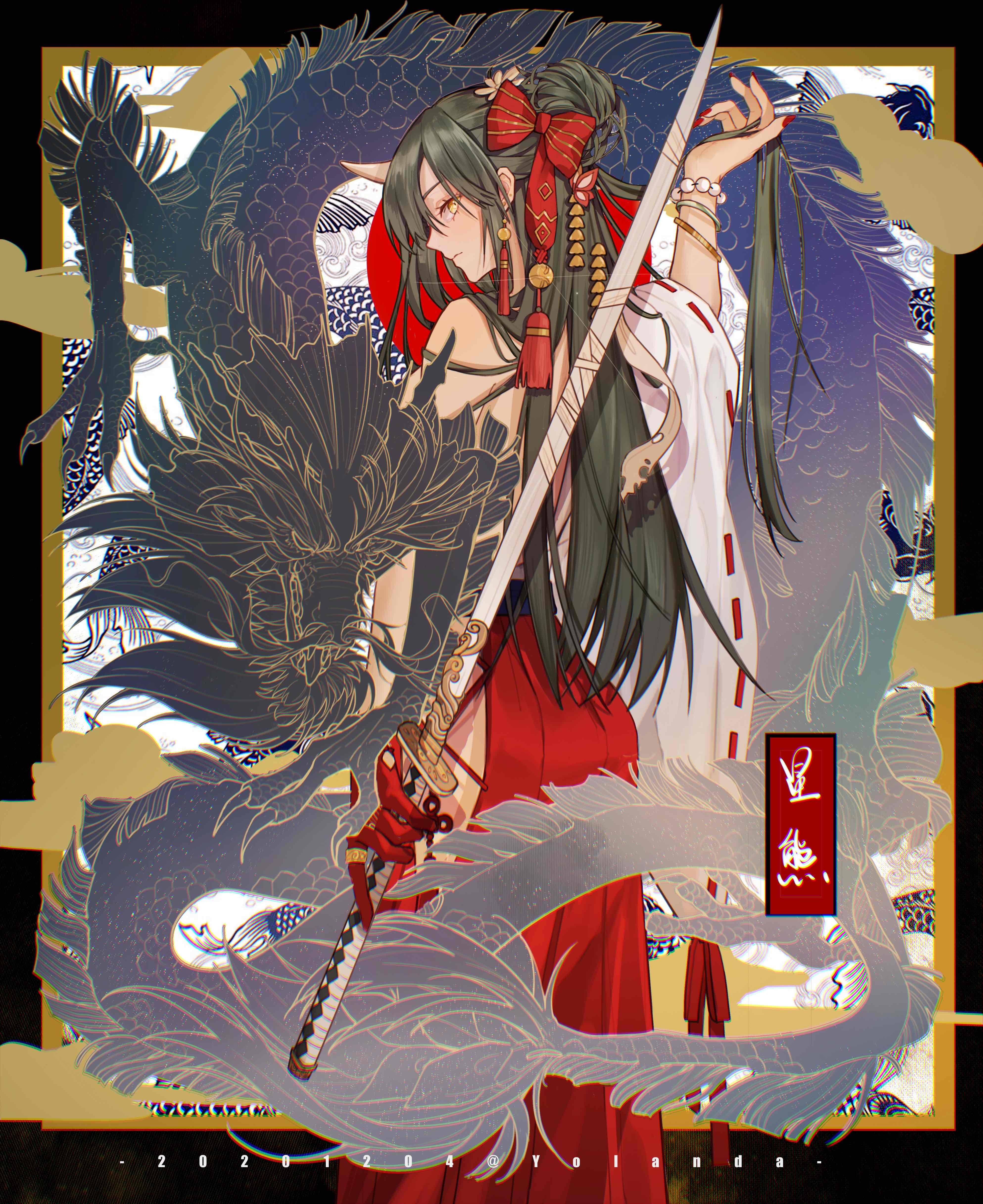 Hoshiguma from Arknights with Dragon HD Phone Wallpaper