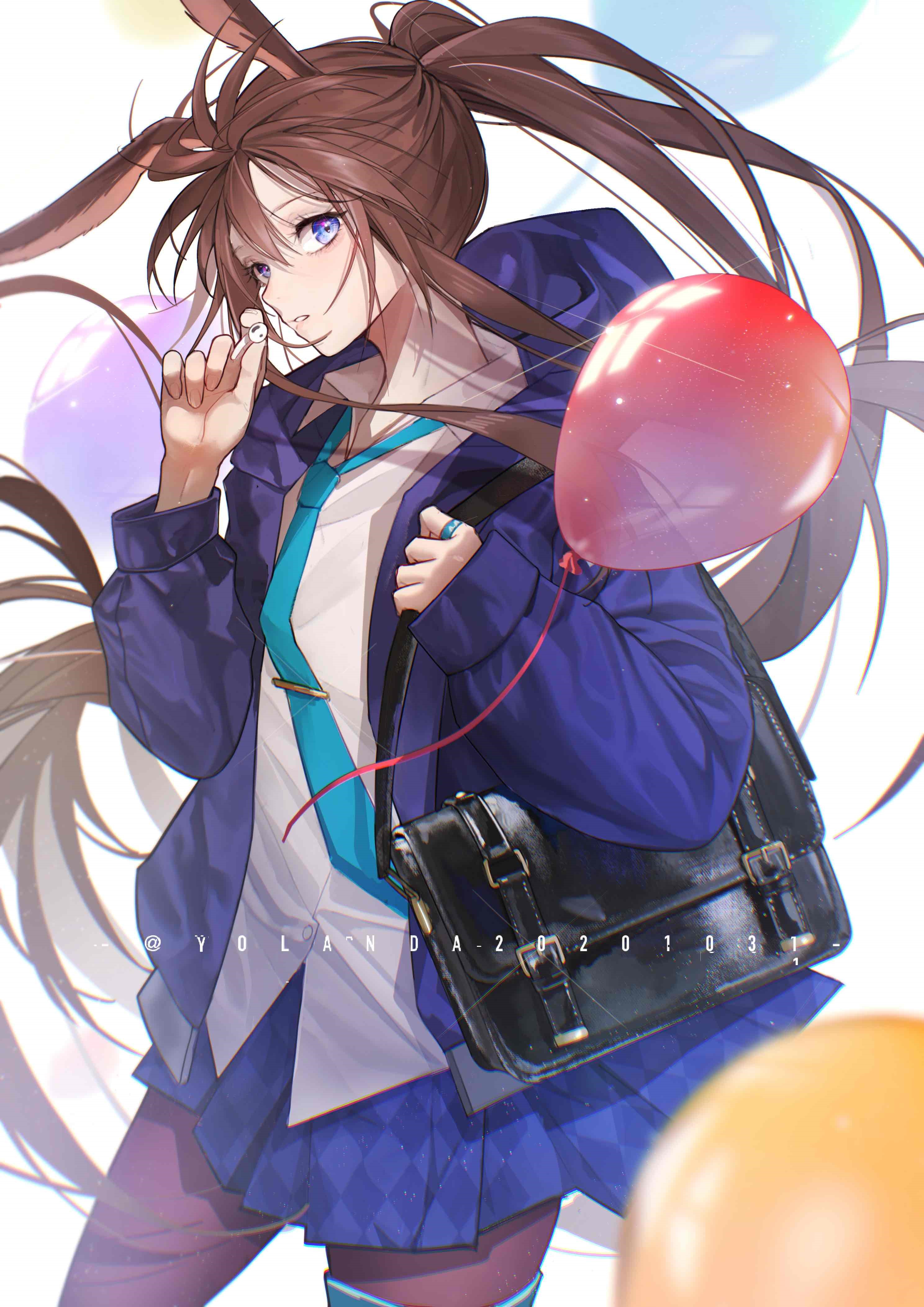 Amiya from Arknights with balloons HD Phone Wallpaper