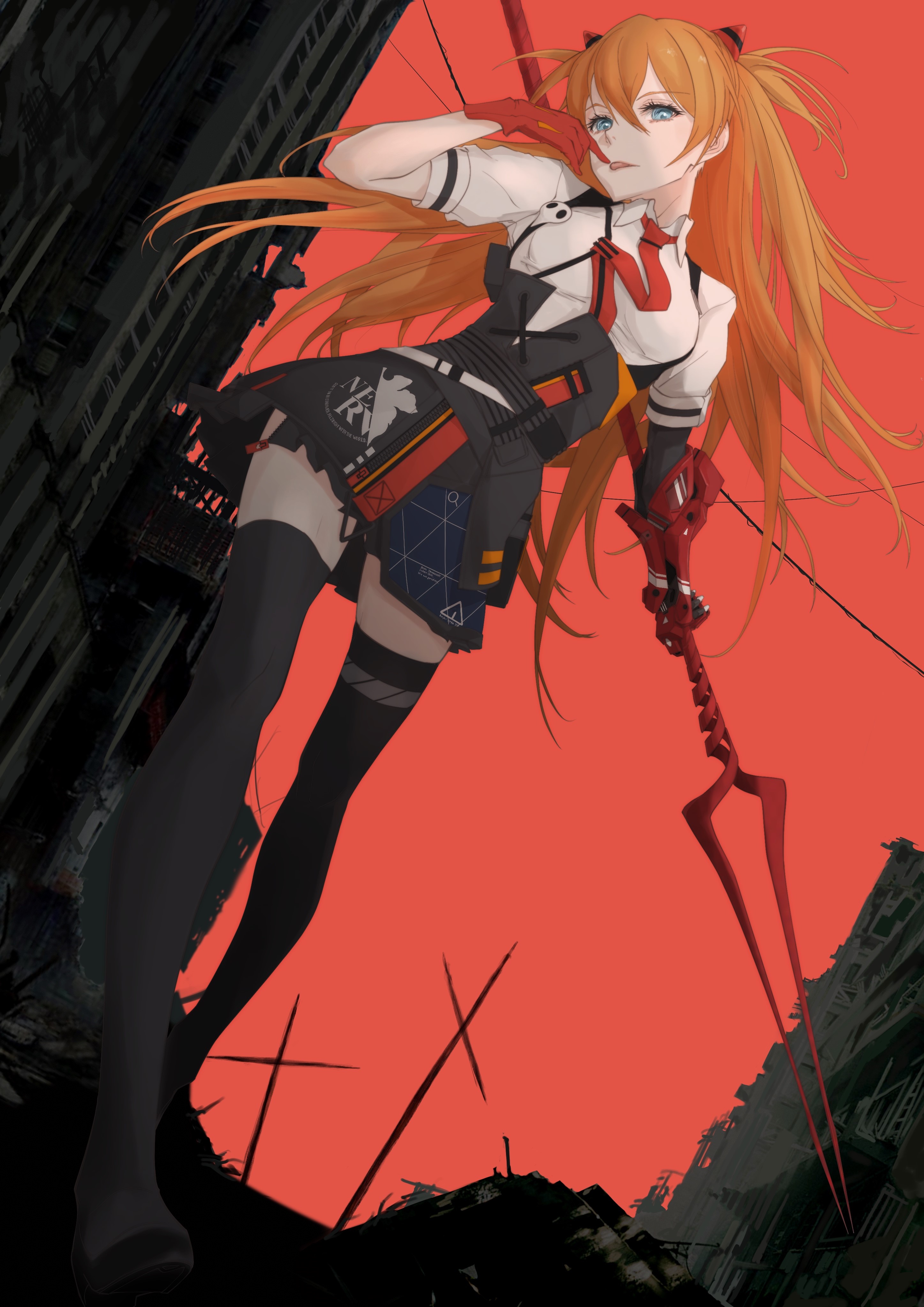 Asuka Langley Soryu with Spear of Longinus from Evangelion HD Phone Wallpaper