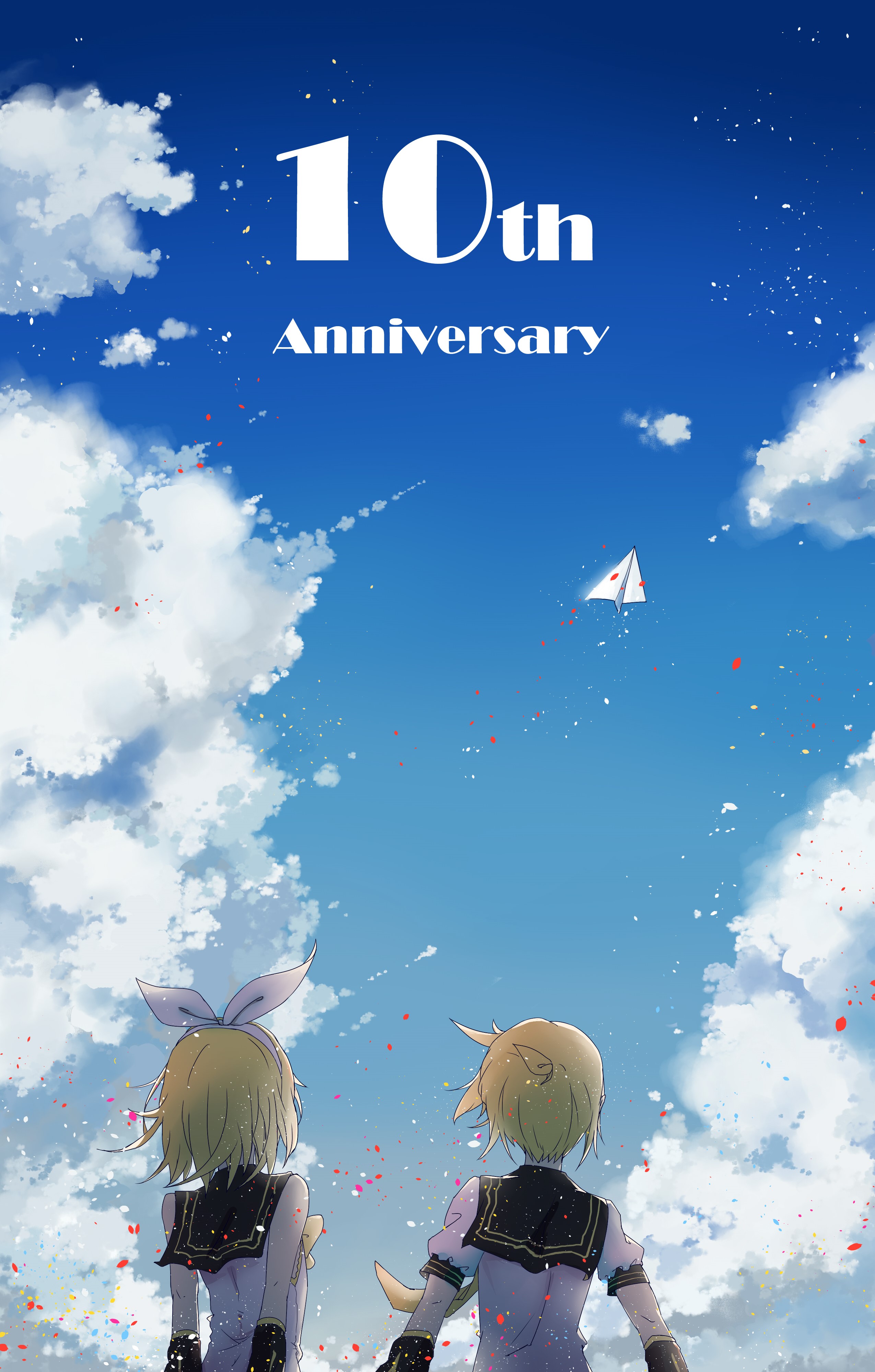 10th Anniversary Anime Art with Two Characters HD Phone Wallpaper