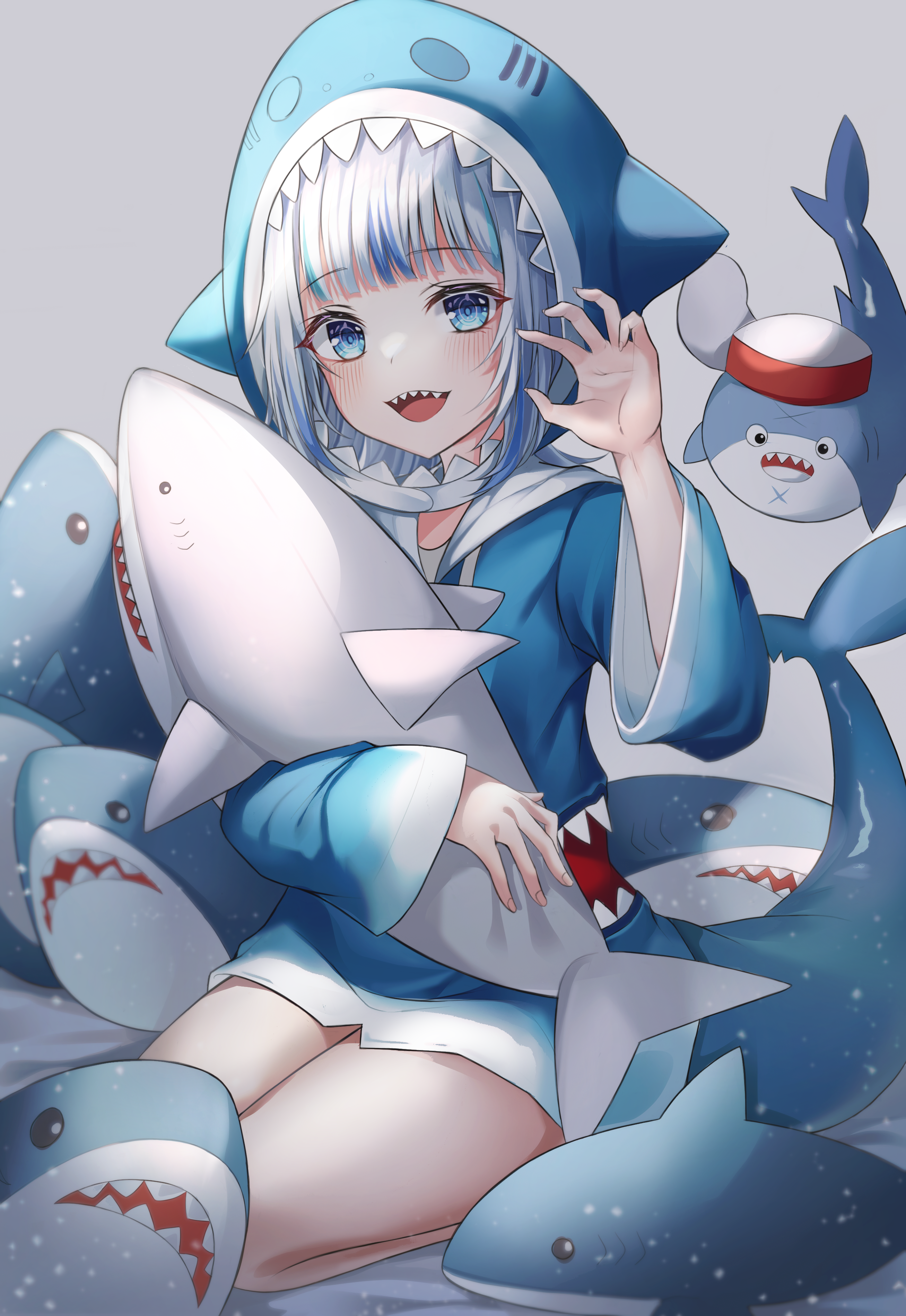 Gawr Gura from Hololive surrounded by sharks HD Phone Wallpaper