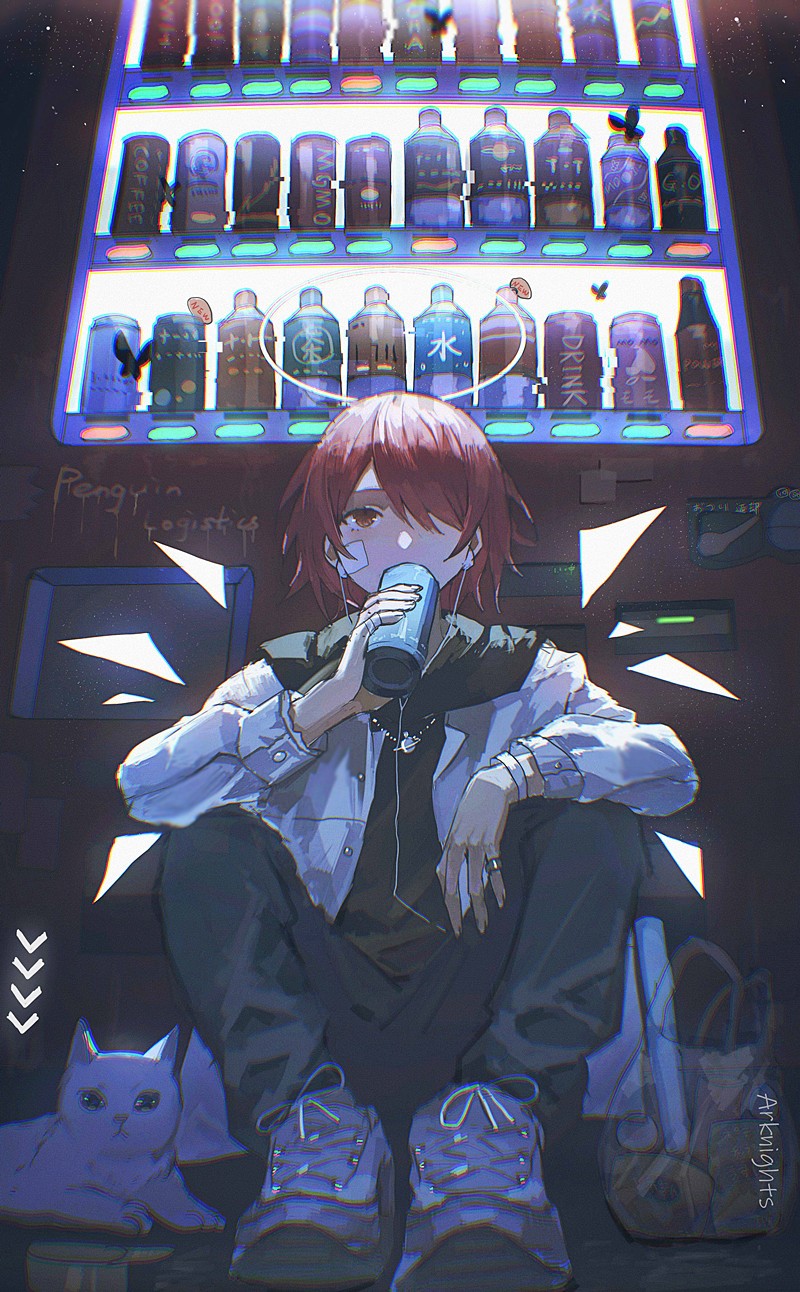Girl drinking from a cup in front of a vending machine HD Phone Wallpaper