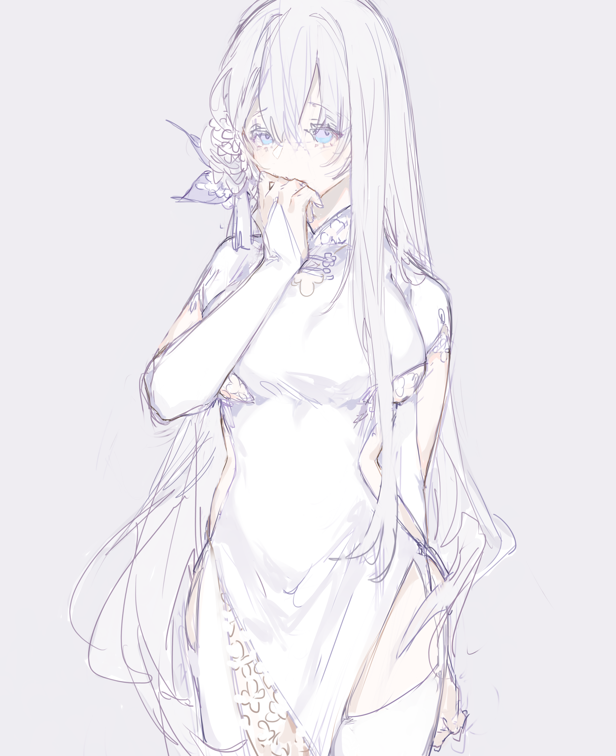 Miyuki original character in white dress HD Phone Wallpaper