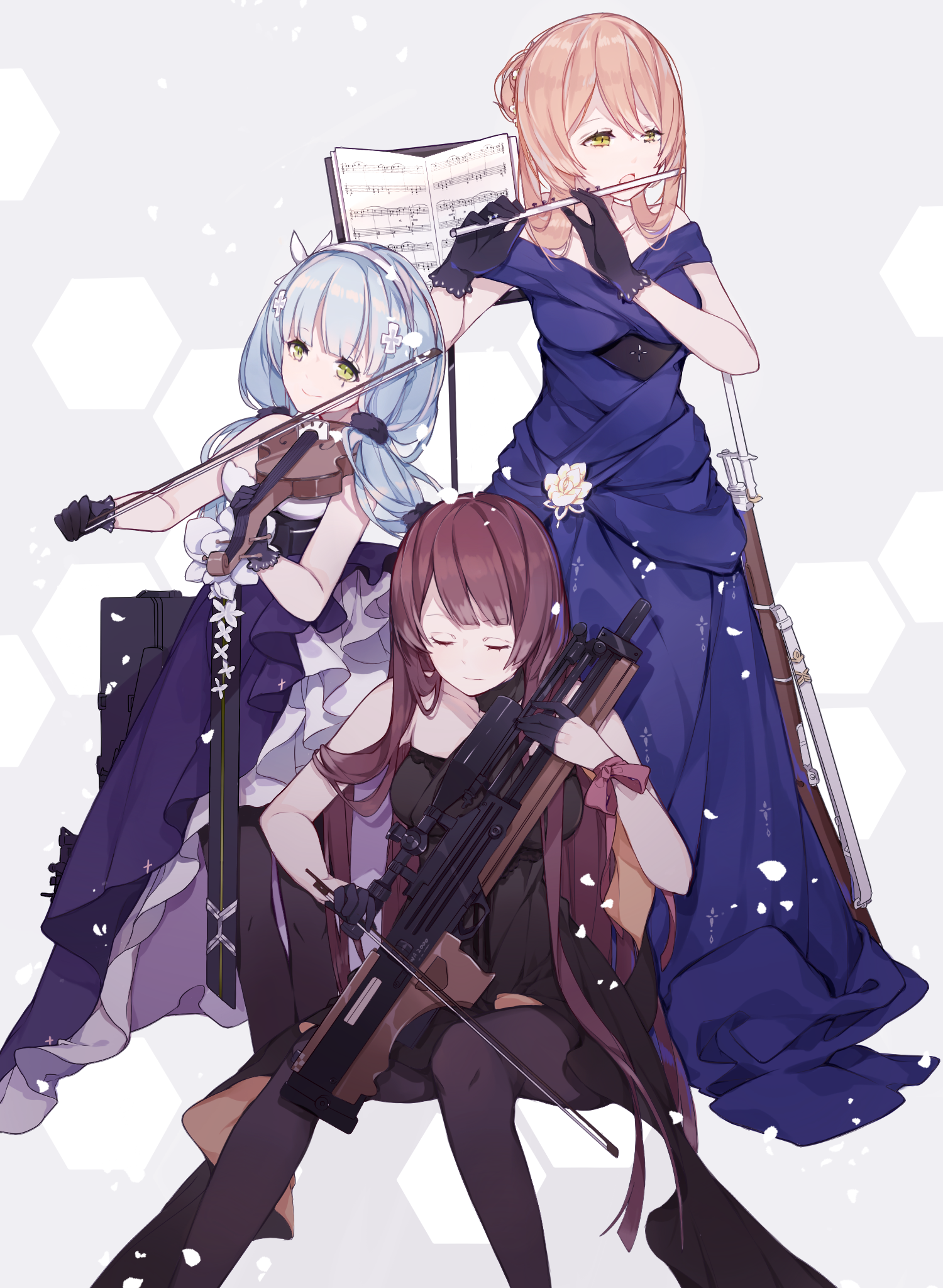 Girls Frontline characters playing musical instruments HD Phone Wallpaper