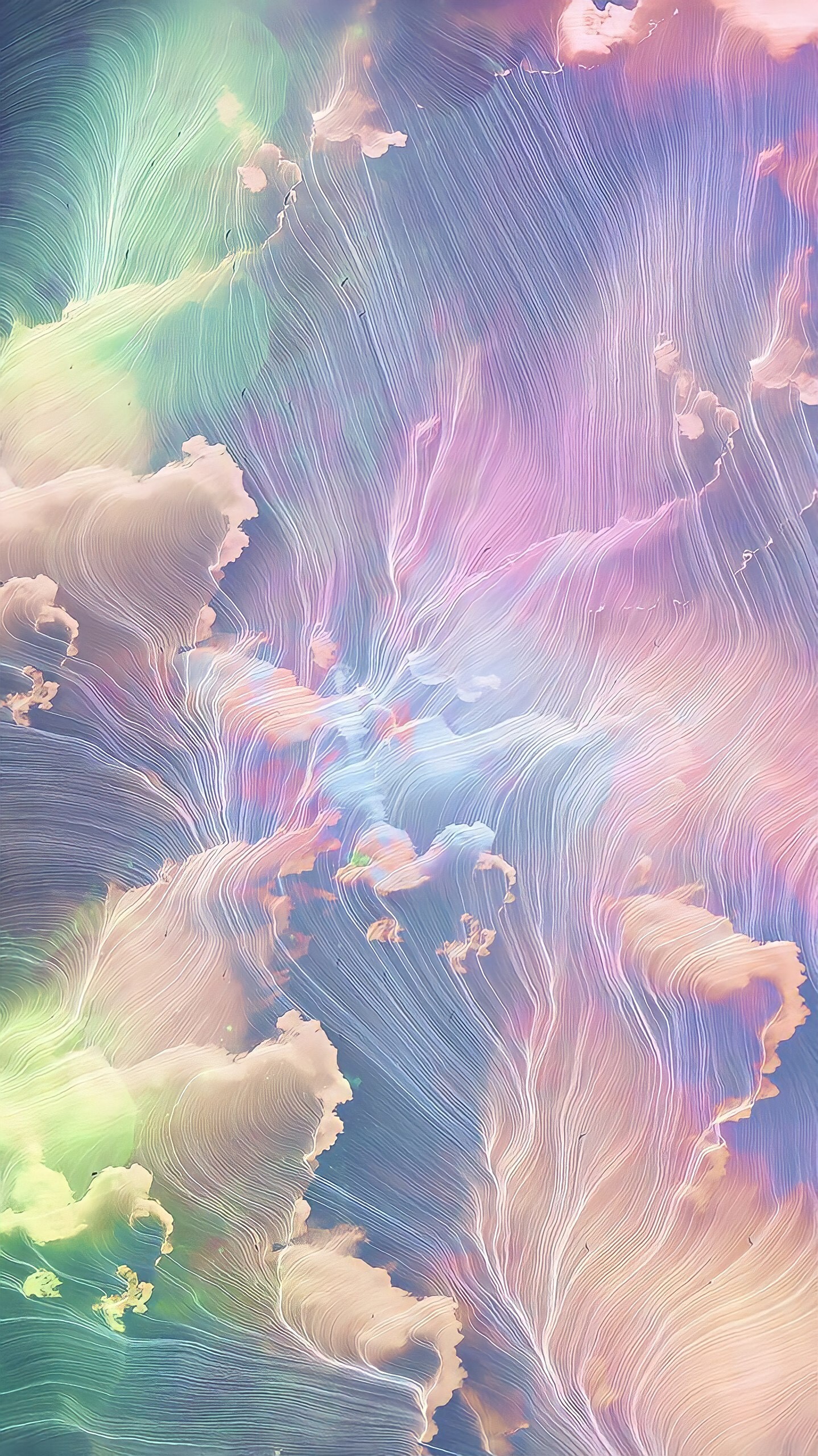 Abstract colorful flowing lines and clouds HD Phone Wallpaper