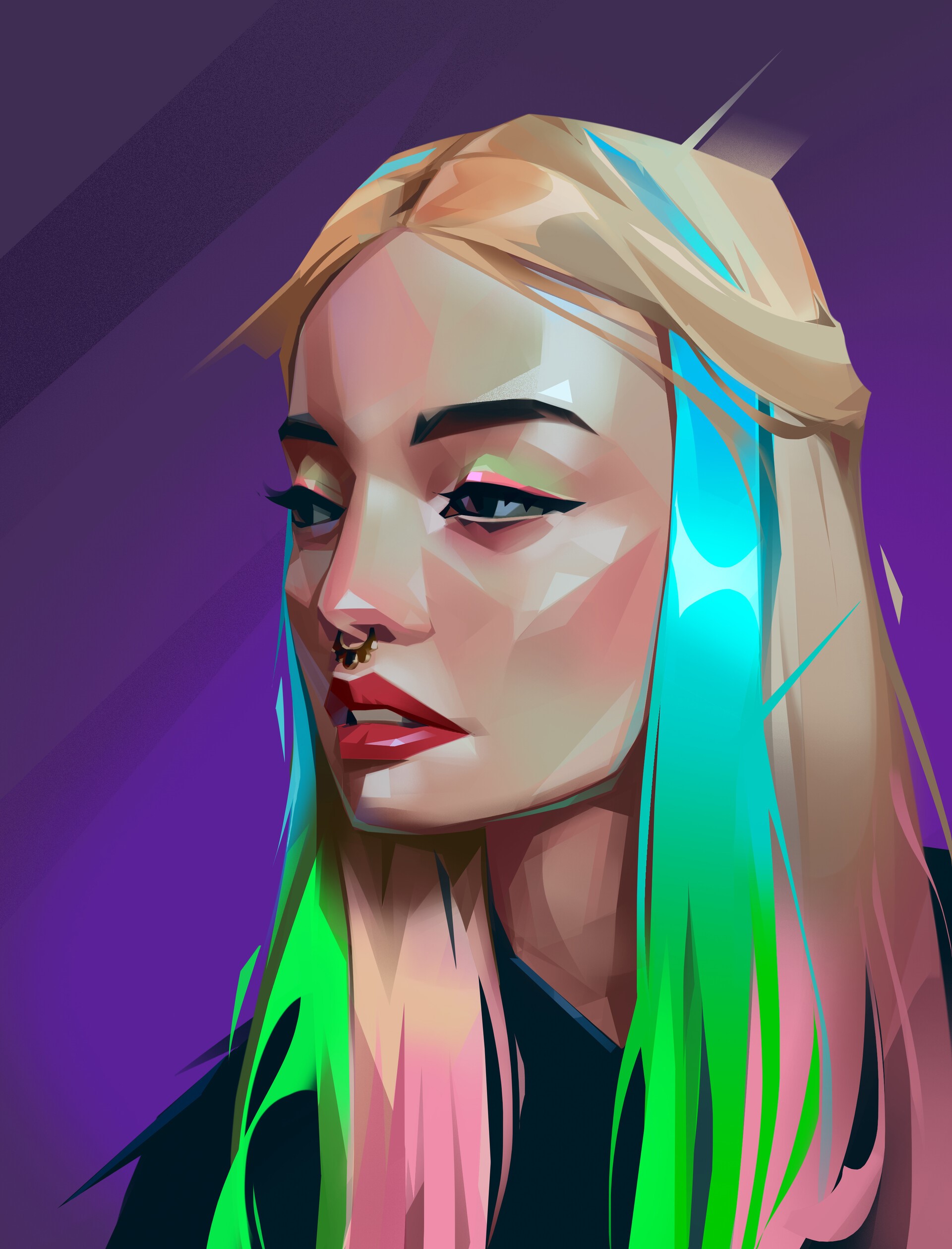Portrait of a woman with dyed hair by Azamat Khairov HD Phone Wallpaper
