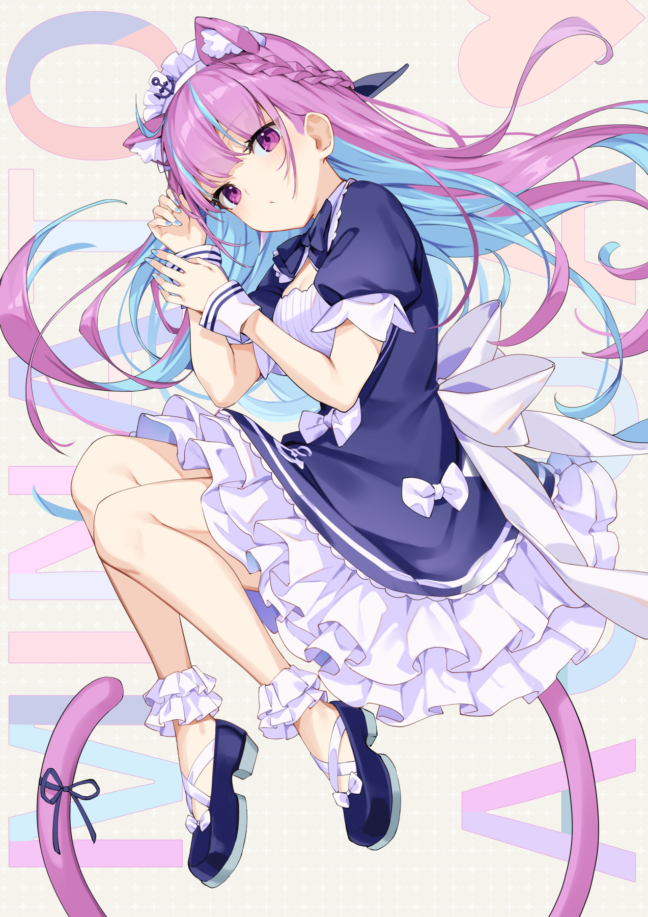 Minato Aqua from Hololive as a cat girl maid HD Phone Wallpaper