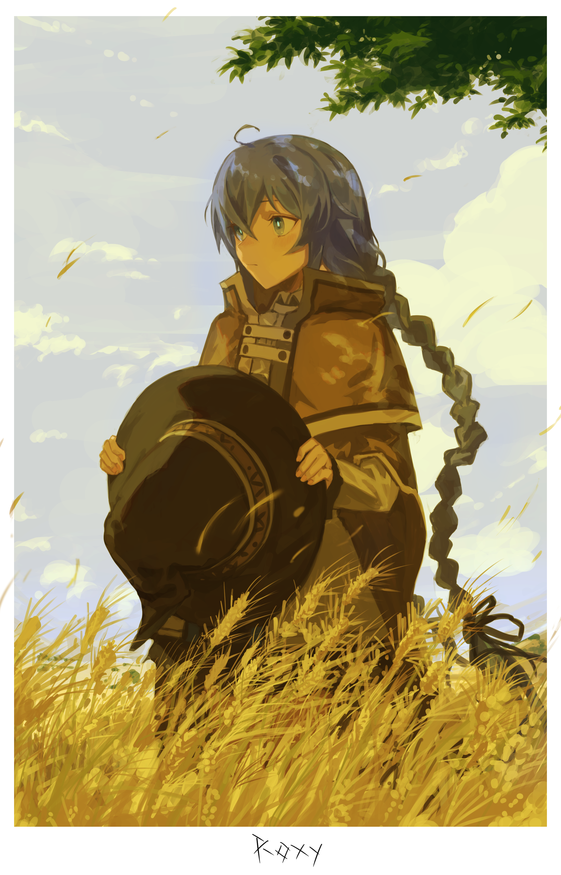 Roxy Migurdia from Mushoku Tensei in a wheat field HD Phone Wallpaper