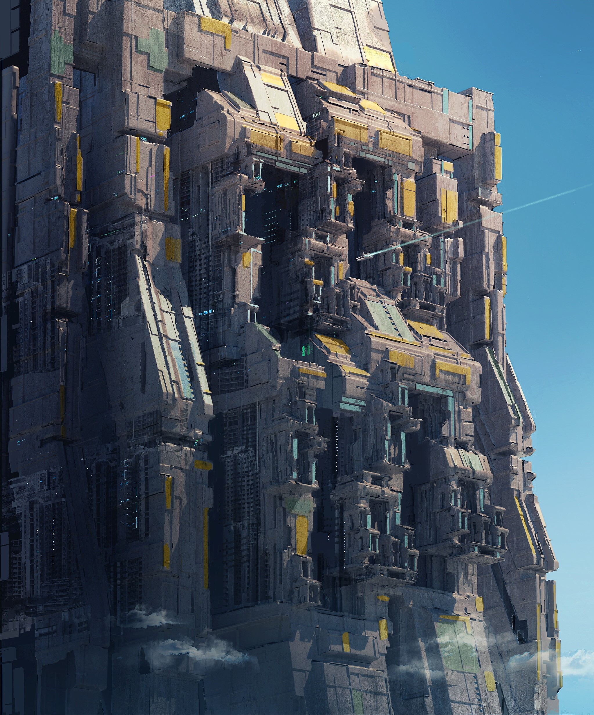 Futuristic Brutalist Skyscraper Artwork HD Phone Wallpaper