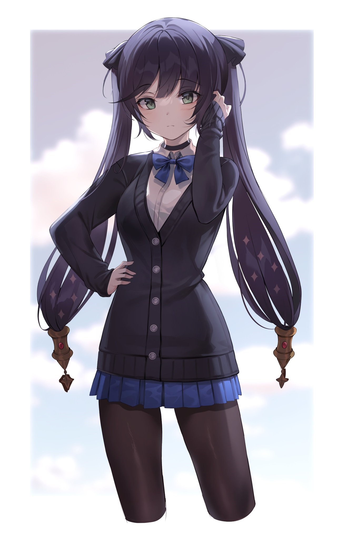 Mona from Genshin Impact in a school uniform HD Phone Wallpaper