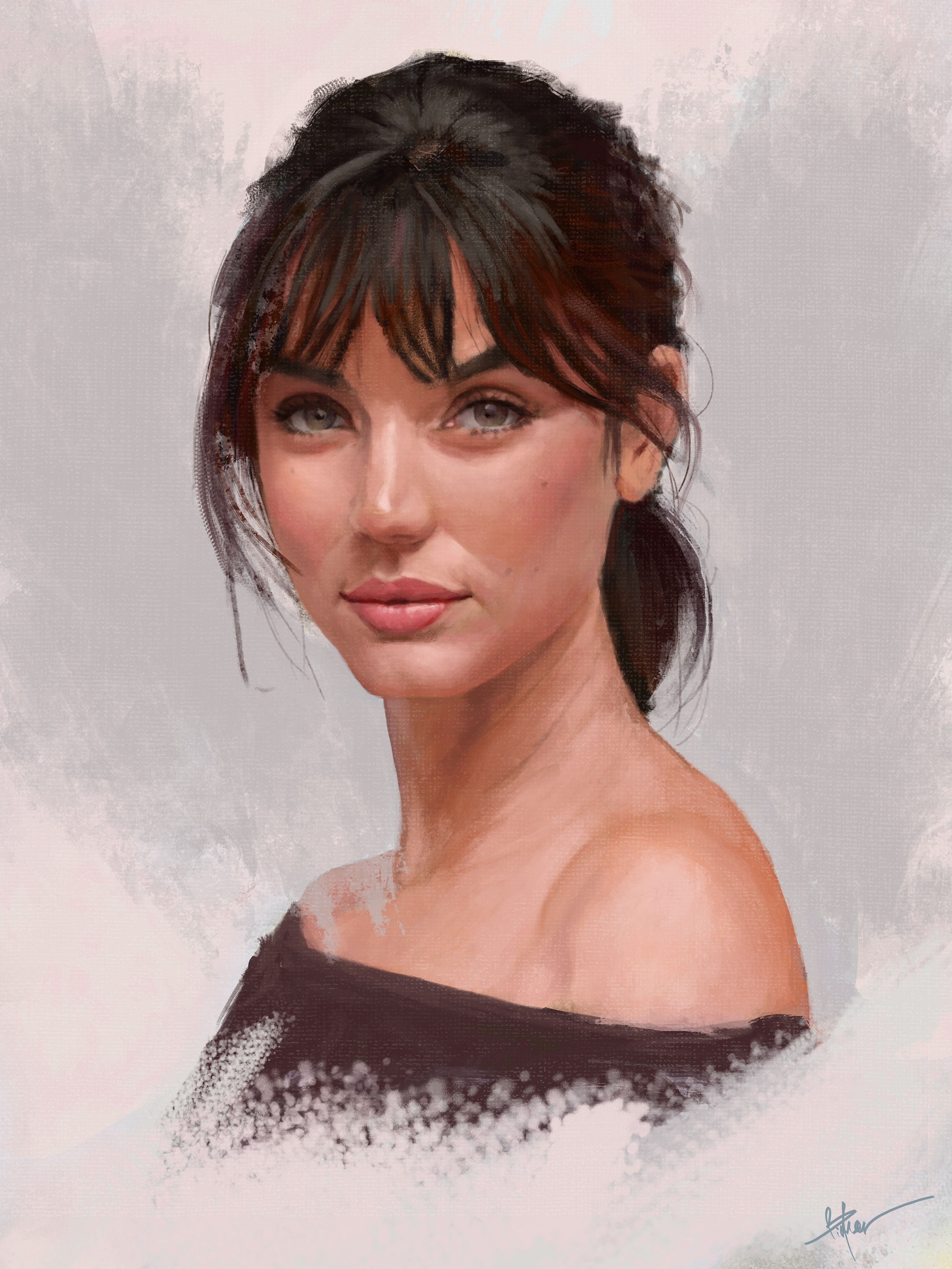 Portrait of Ana de Armas by Thomas Bignon HD Phone Wallpaper