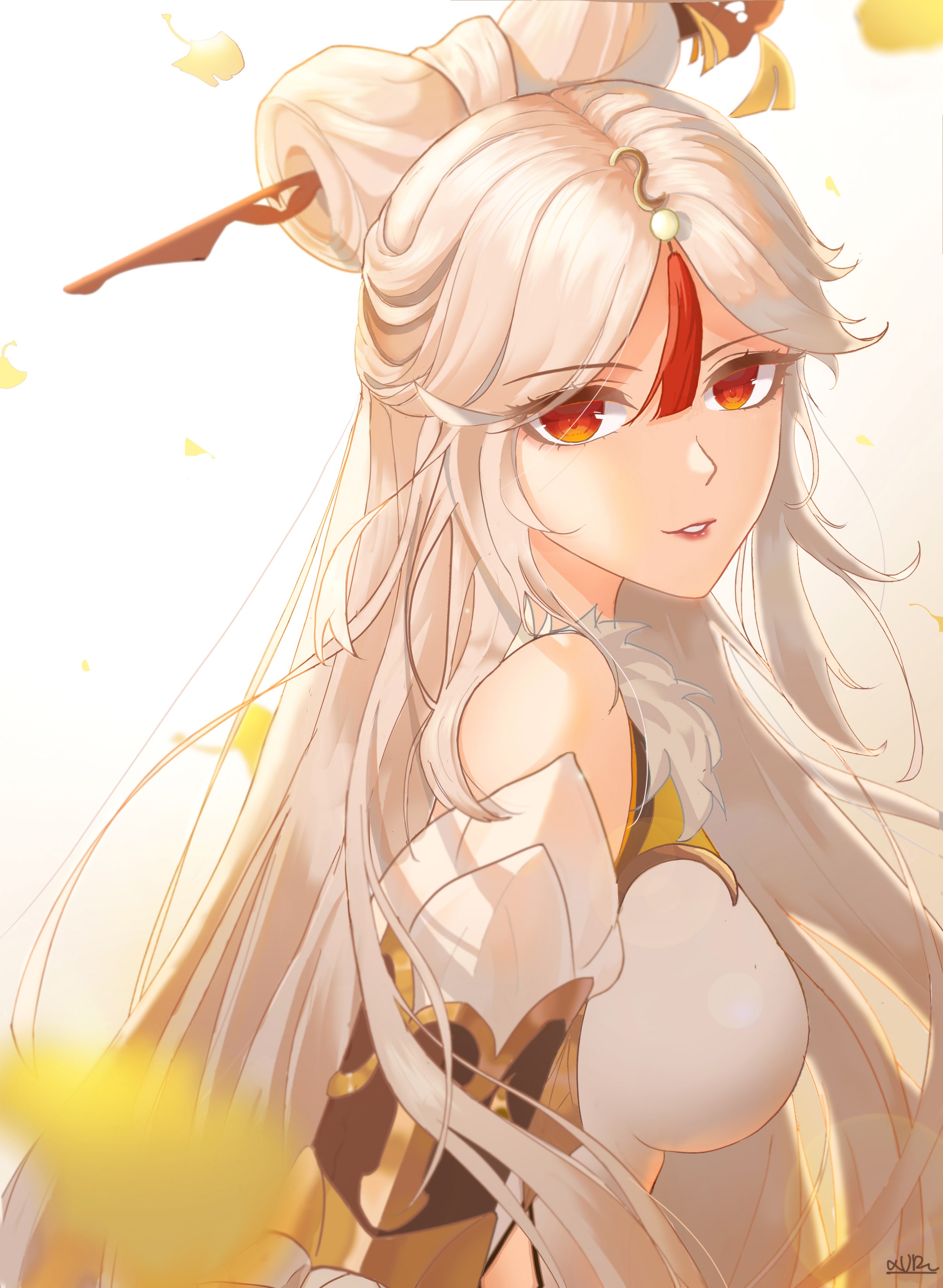 Ningguang from Genshin Impact with red eyes HD Phone Wallpaper