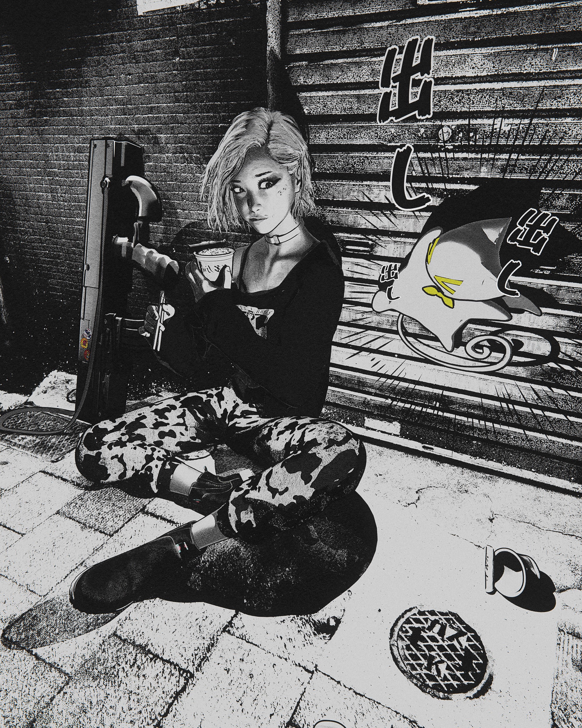 Woman with short hair sitting on the ground with a gun HD Phone Wallpaper