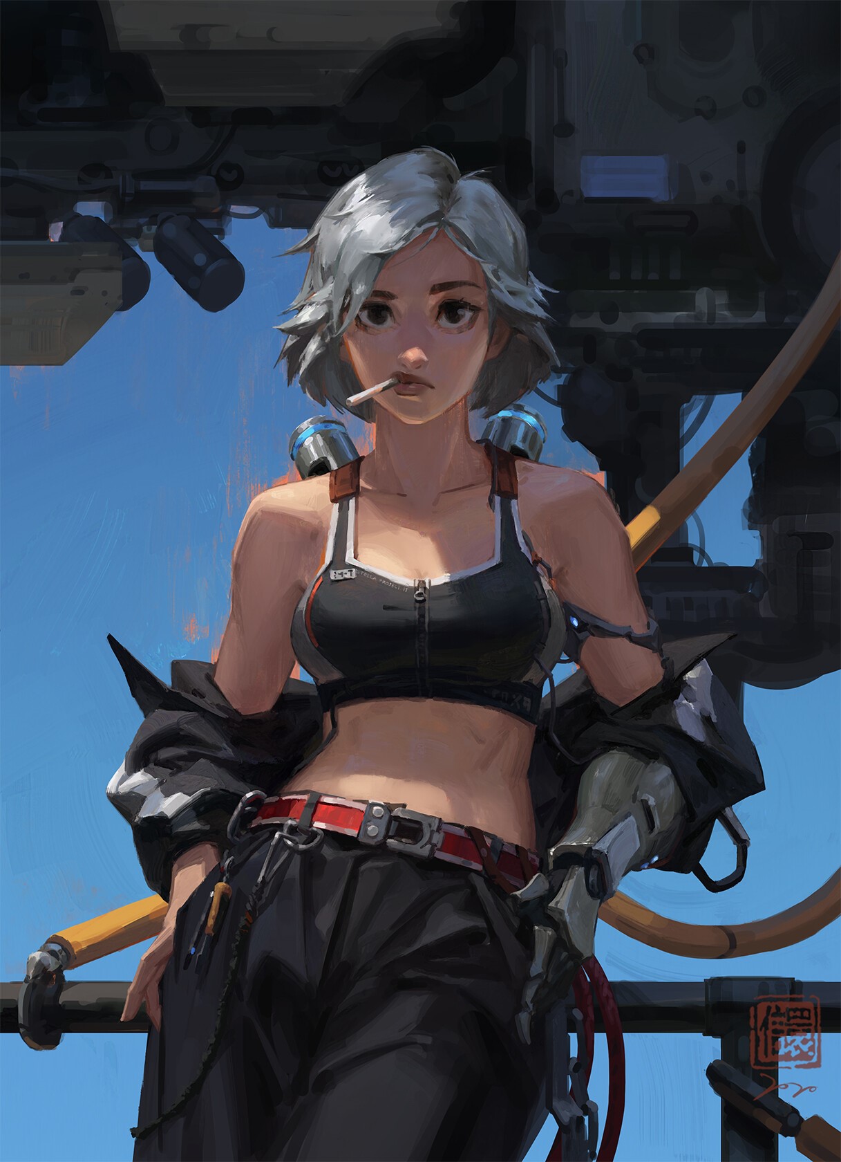 Woman with short gray hair smoking a cigarette HD Phone Wallpaper