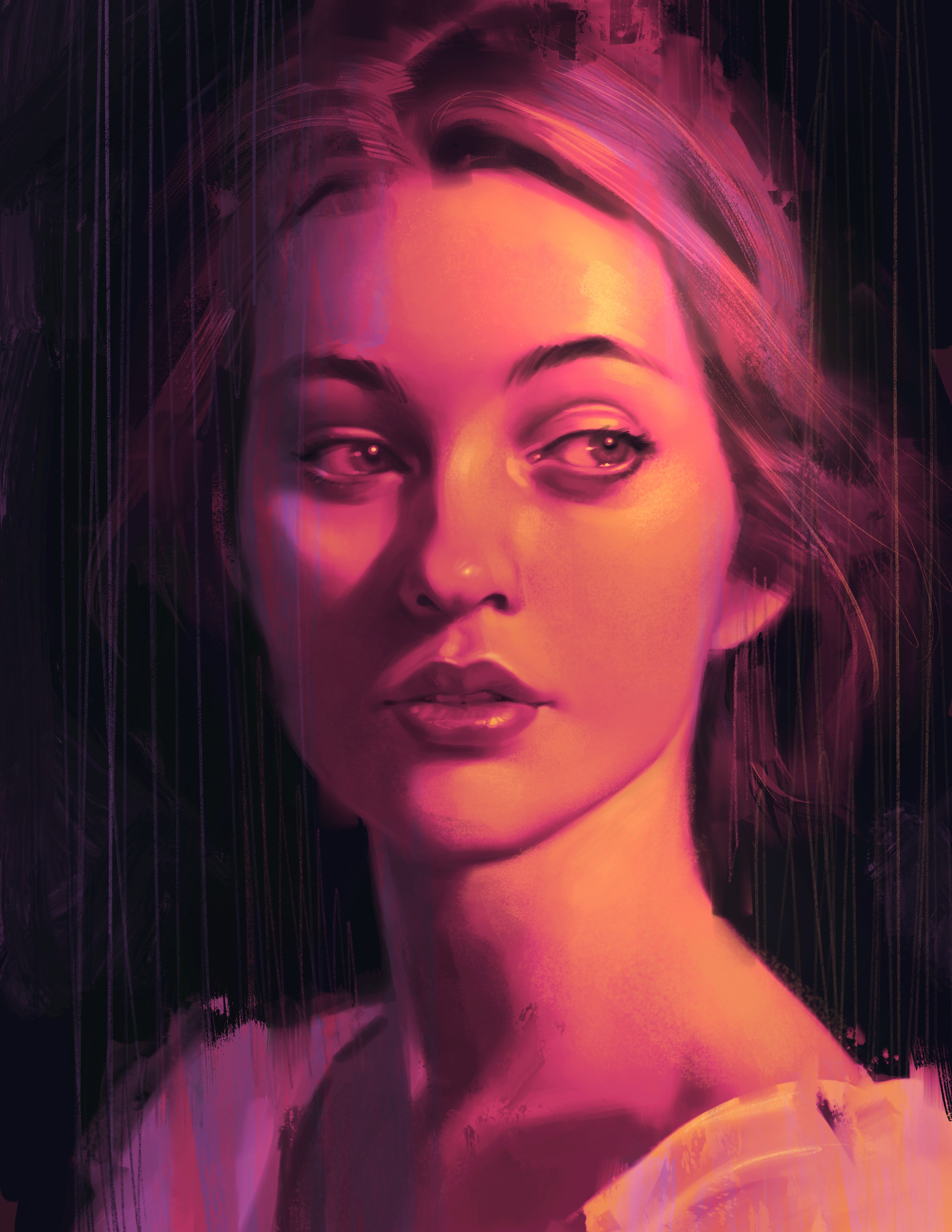 Digital painting of a woman's portrait HD Phone Wallpaper
