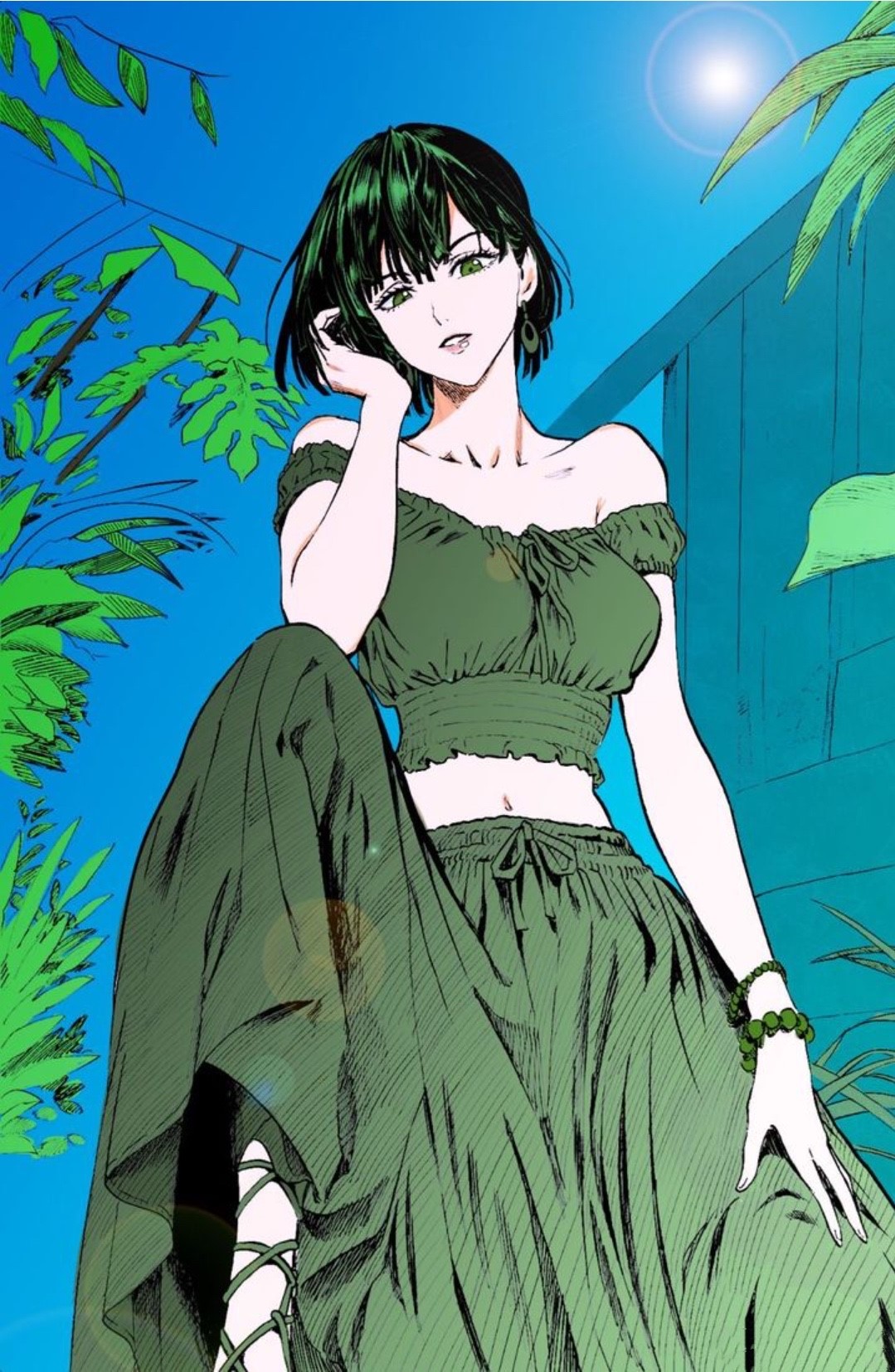 Fubuki from One-Punch Man in Green Outfit HD Phone Wallpaper