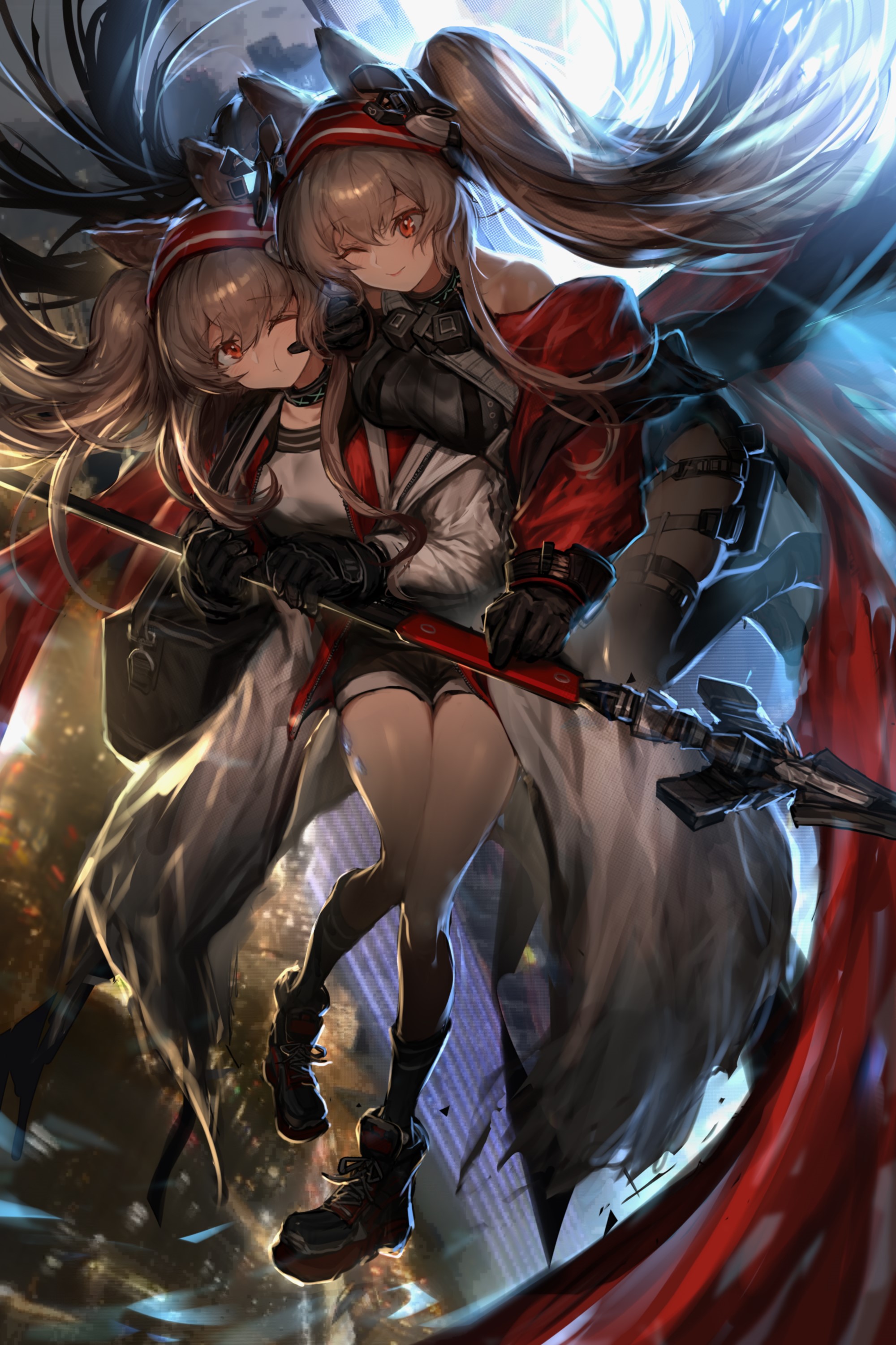 Angelina from Arknights with a companion HD Phone Wallpaper