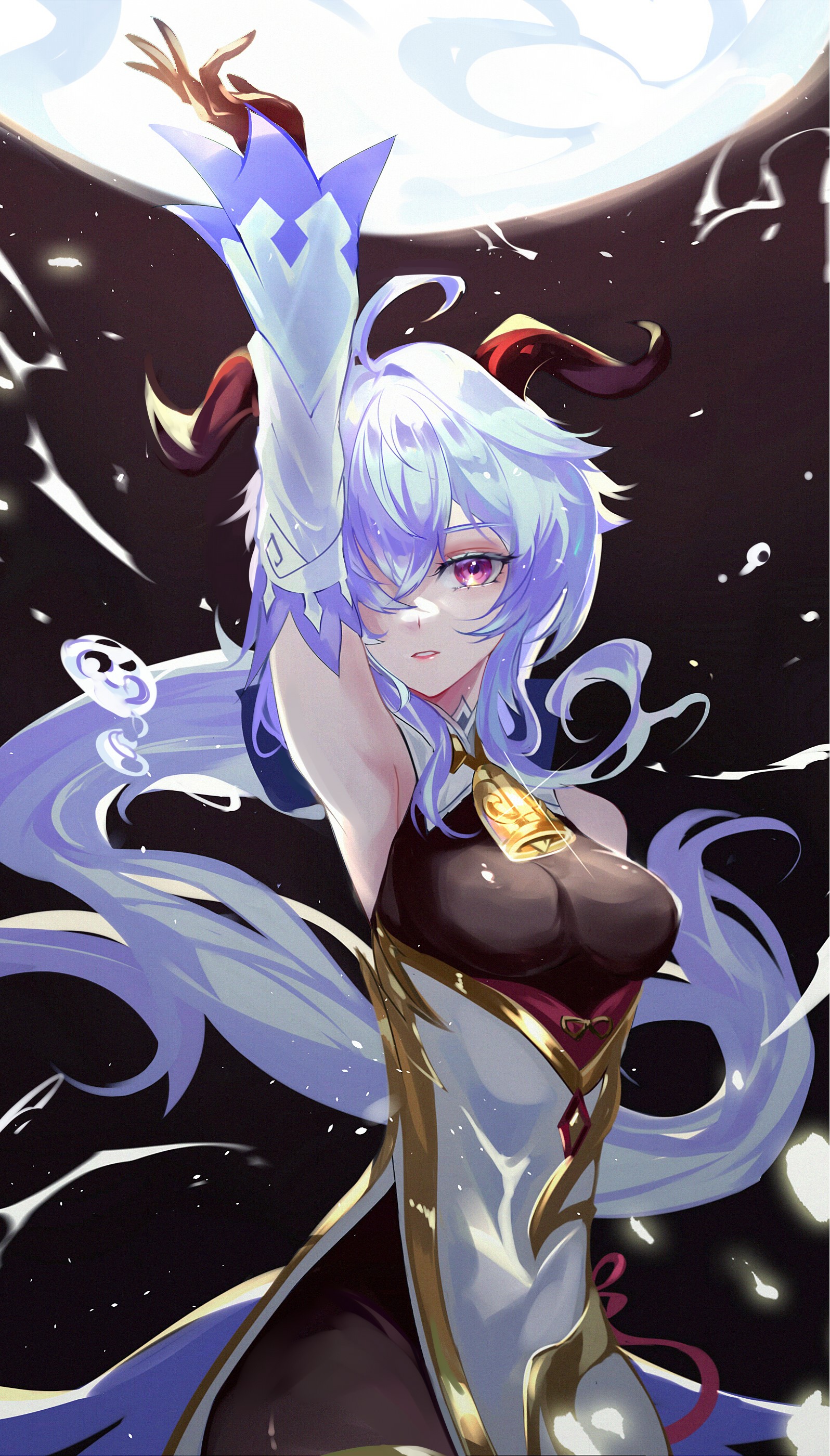 Ganyu from Genshin Impact with blue hair and horns HD Phone Wallpaper