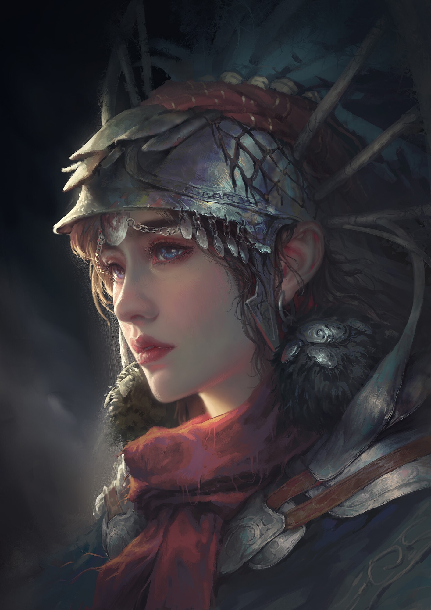 Portrait of a warrior woman by Dongming Yang HD Phone Wallpaper